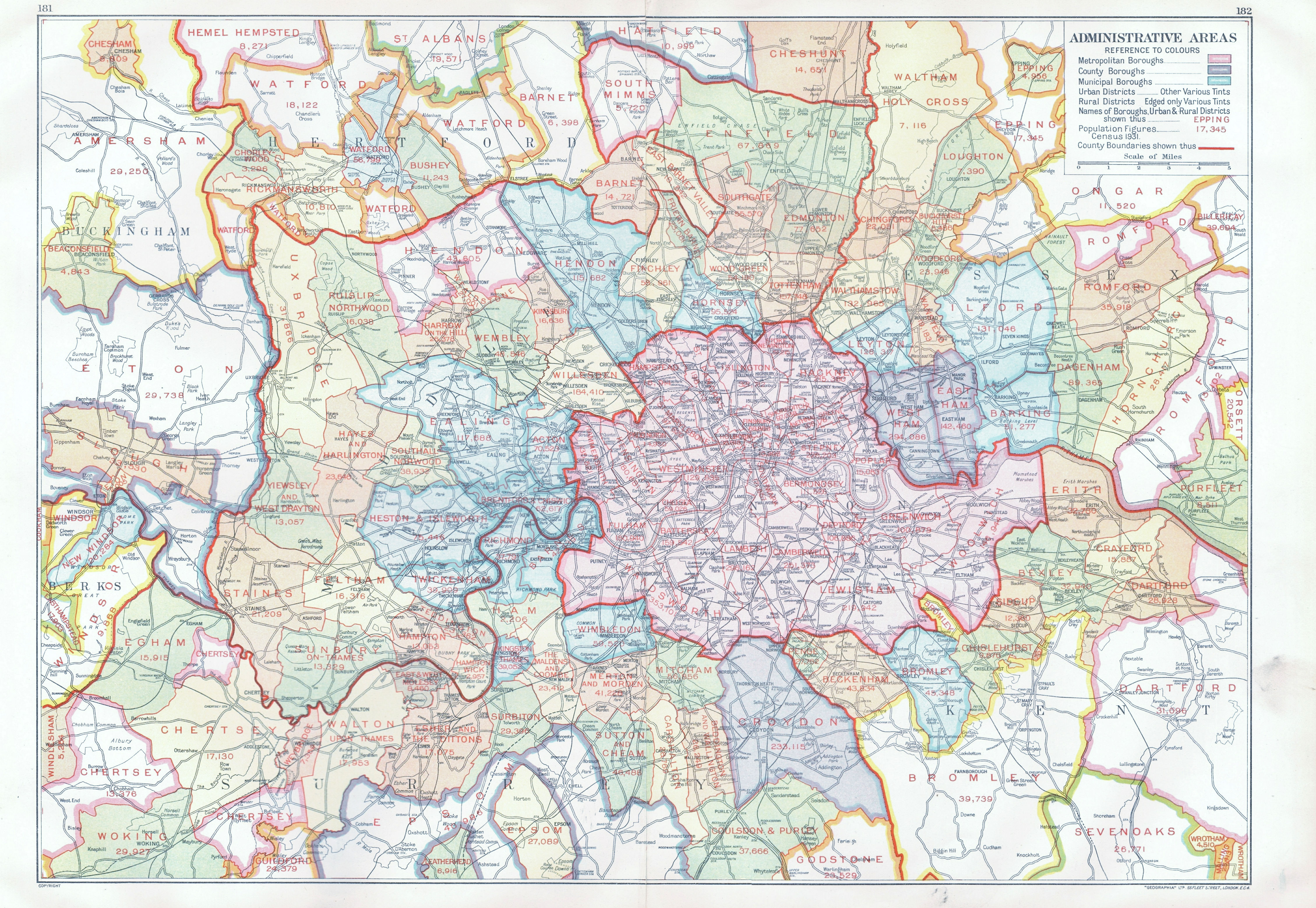 Associate Product LONDON. Administrative Areas. Municipal Boroughs Local Authorities 1933 map
