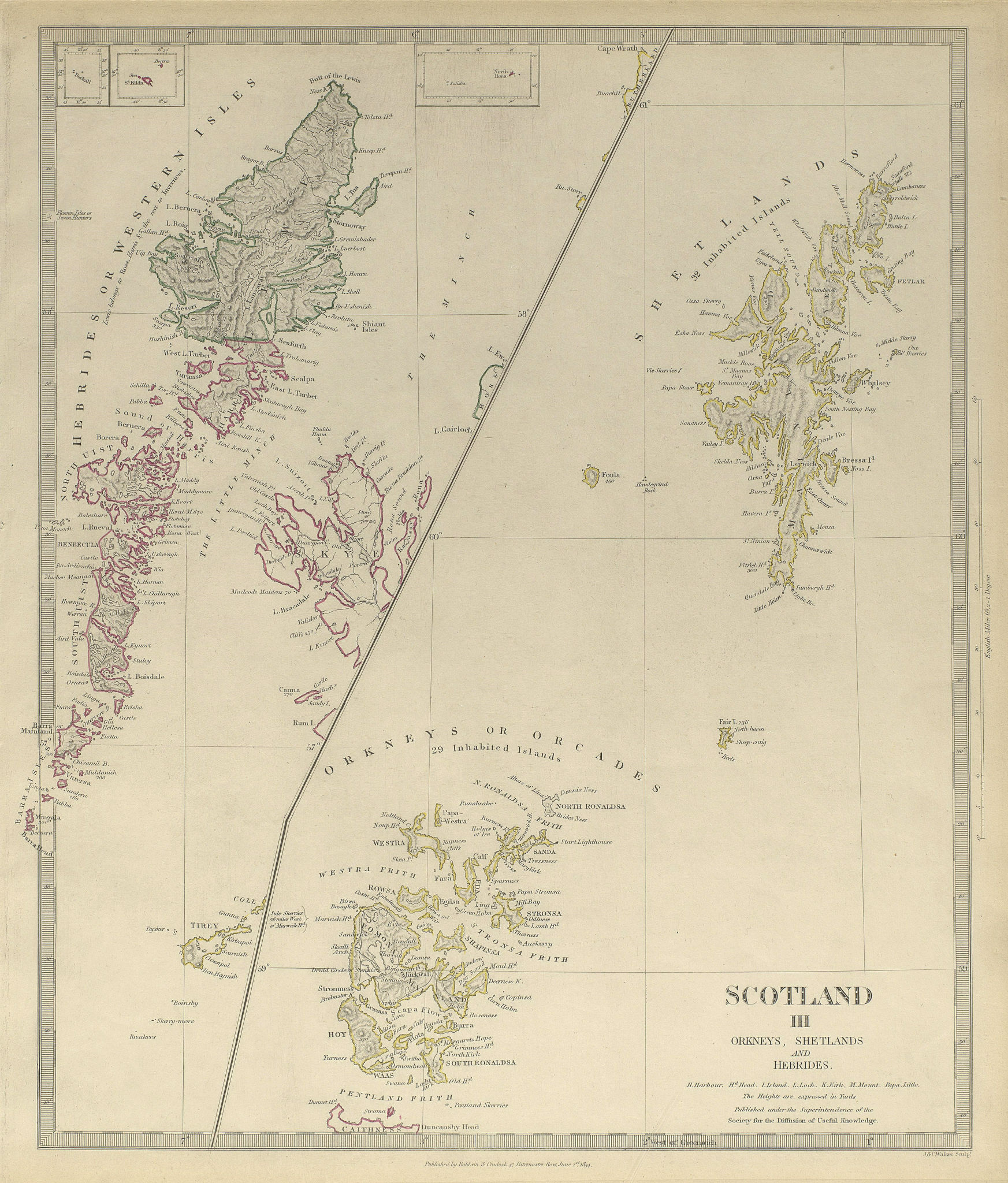 Associate Product SCOTLAND ISLANDS. Western Isles. Orkneys, Shetlands and Hebrides.SDUK 1844 map