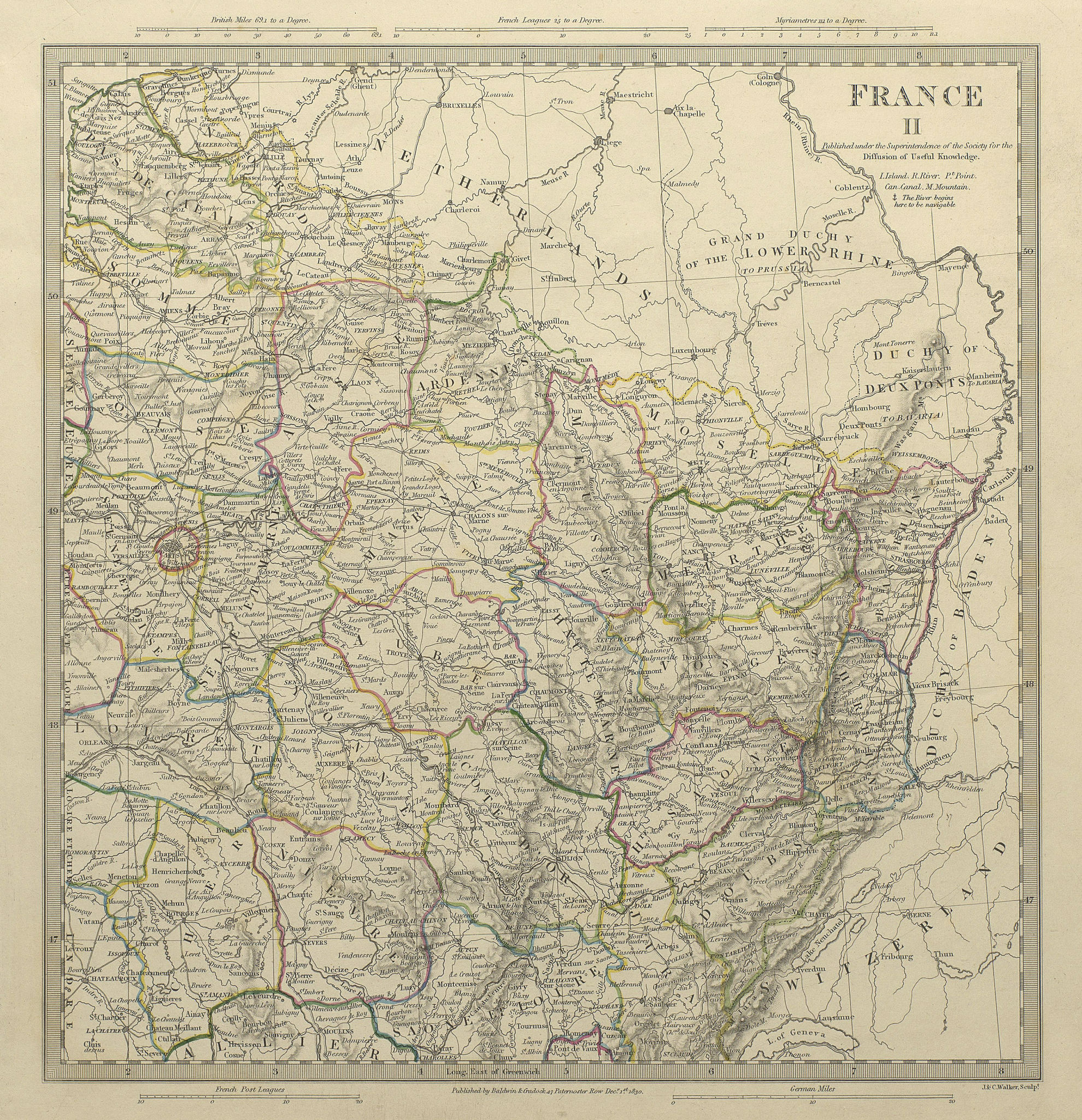 Associate Product FRANCE N EAST. Champagne Alsace Lorraine Picardie Bourgogne Nord.SDUK 1844 map