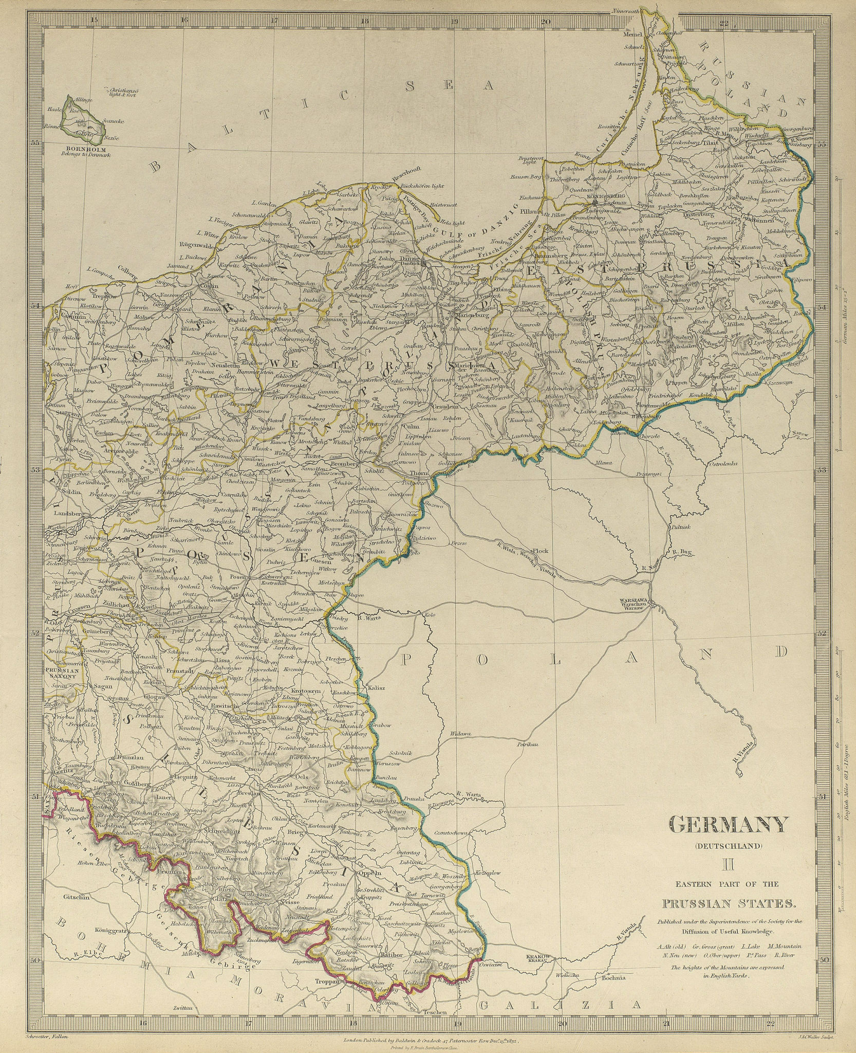 Associate Product GERMANY DEUTSCHLAND.Eastern Prussian States.Silesia;Pomerania.SDUK 1844 map