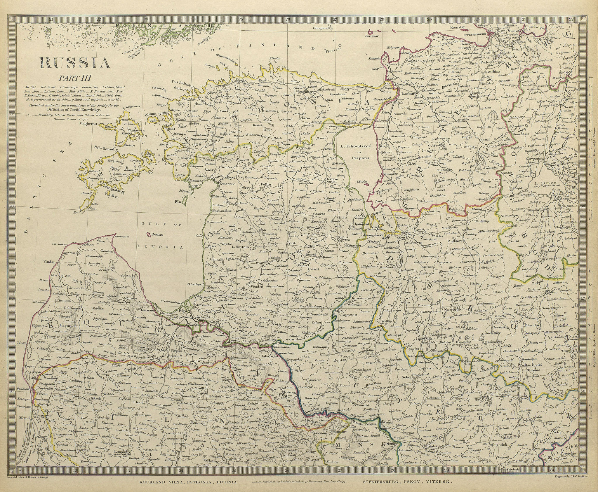 Associate Product BALTICS. Courland Vilna Estonia Livonia St Petersburg Vitebsk. SDUK 1844 map