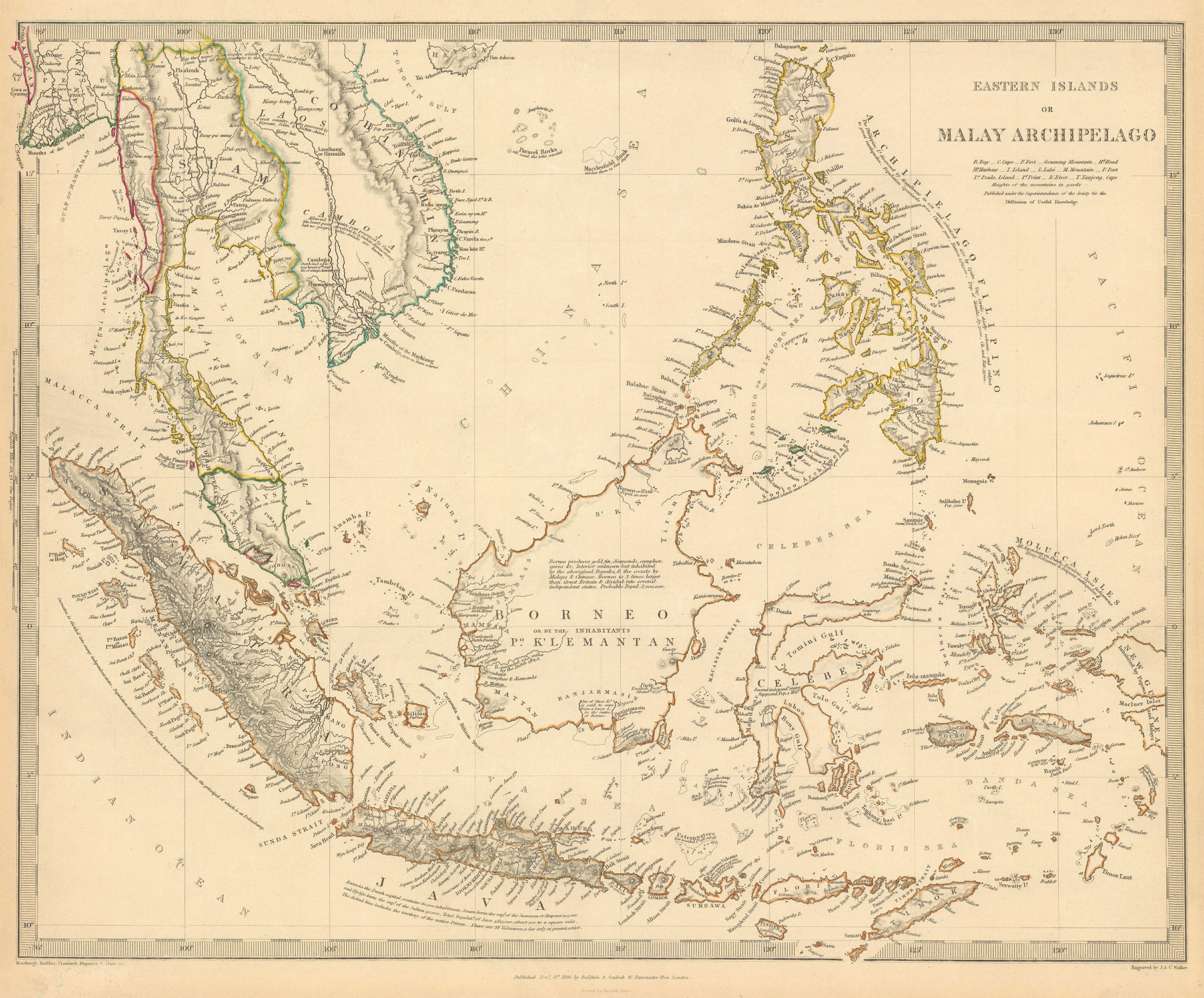 Associate Product MALAY ARCHIPELAGO. Indonesia Malaysia Philippines Indochina. SDUK 1844 old map