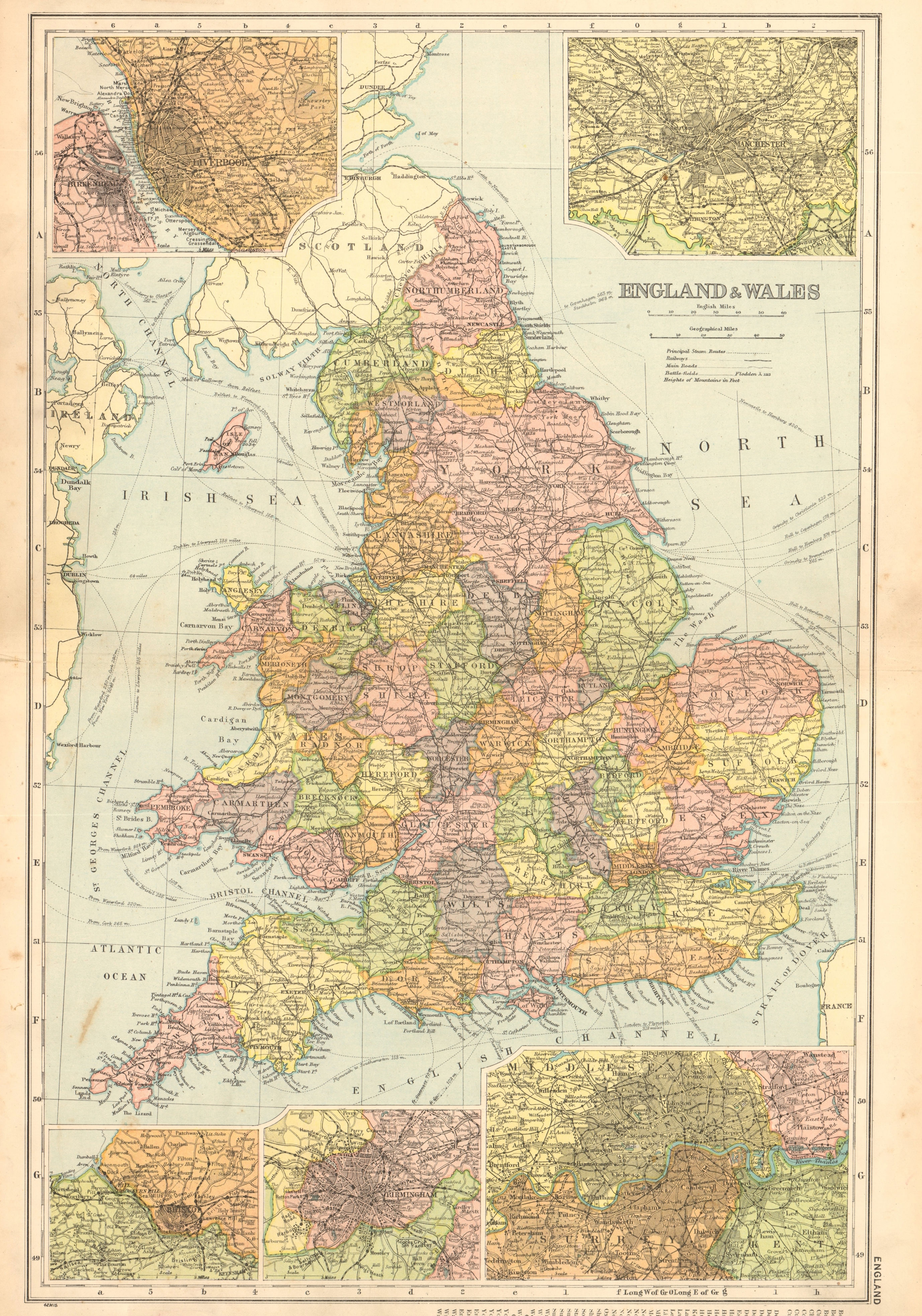 Associate Product ENGLAND & WALES. Liverpool Manchester Bristol Birmingham London. BACON 1904 map