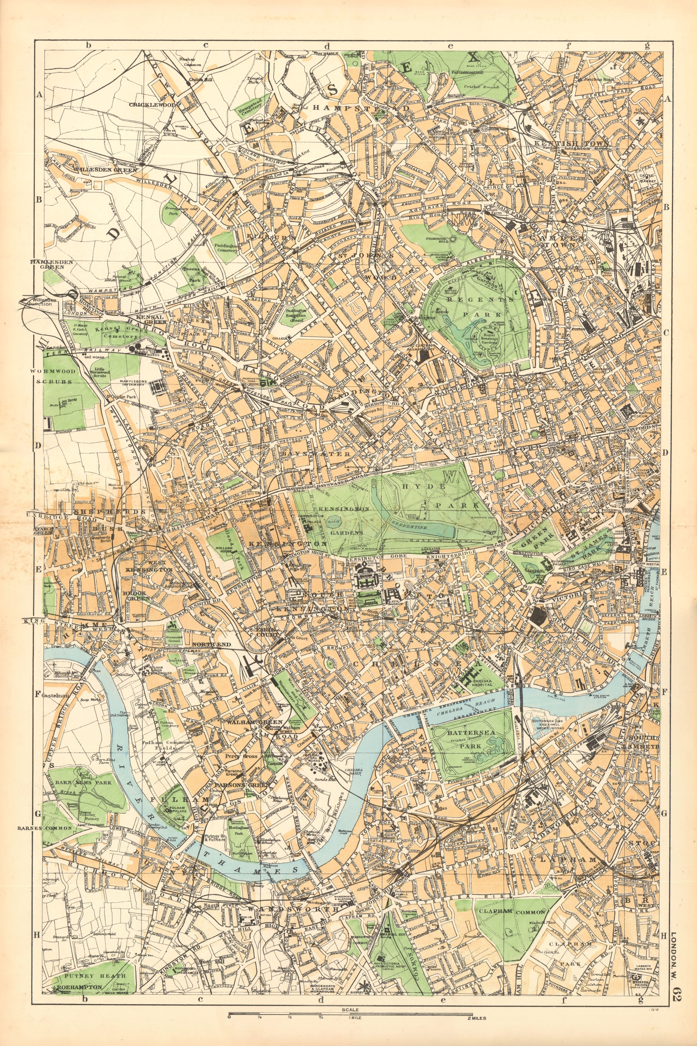 Associate Product LONDON WEST. Westminster Camden Chelsea Wandsworth Kensington. BACON 1904 map