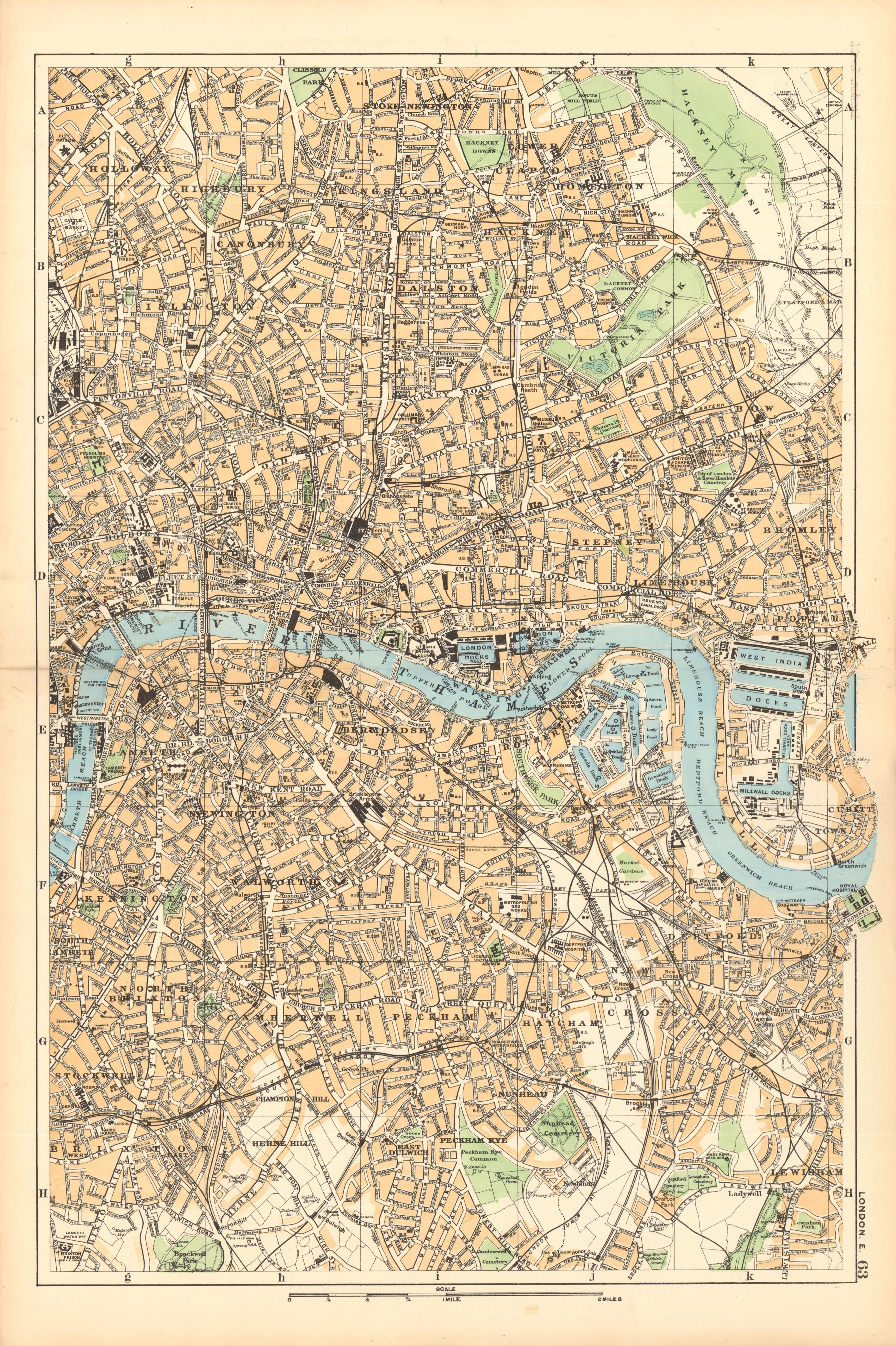 Associate Product LONDON EAST City Hackney Tower Hamlets Islington Southwark Docks. BACON 1904 map