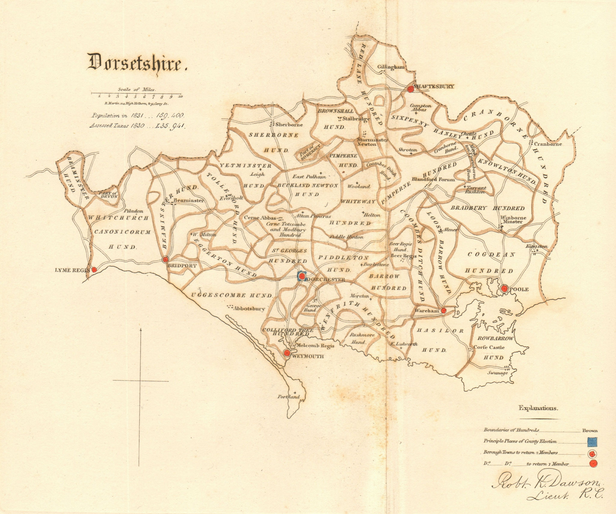 Associate Product Dorsetshire county map. Hundreds boroughs electoral. REFORM ACT. DAWSON 1832