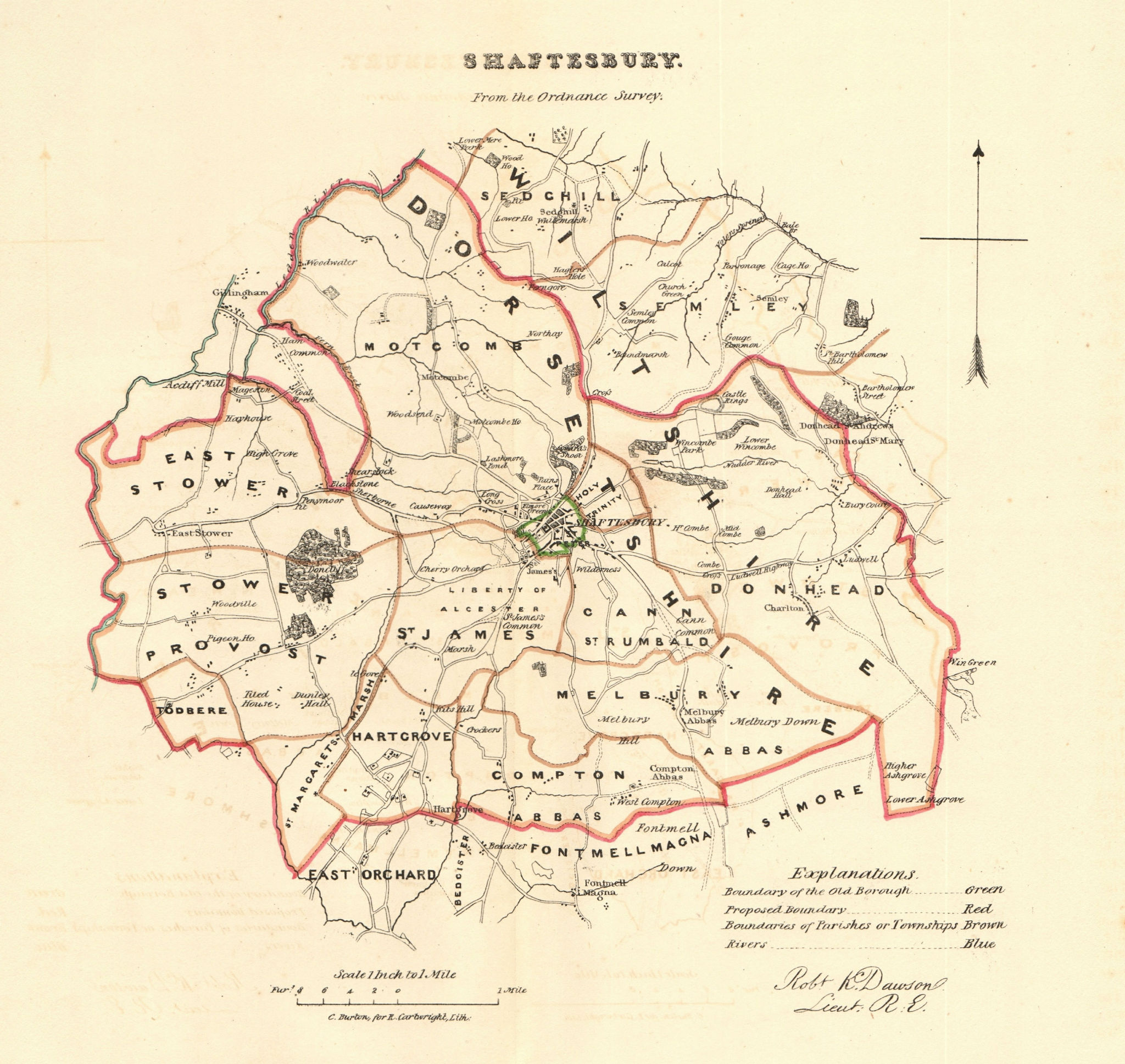 SHAFTESBURY borough/town plan. REFORM ACT. Hartgrove. Dorset. DAWSON 1832 map
