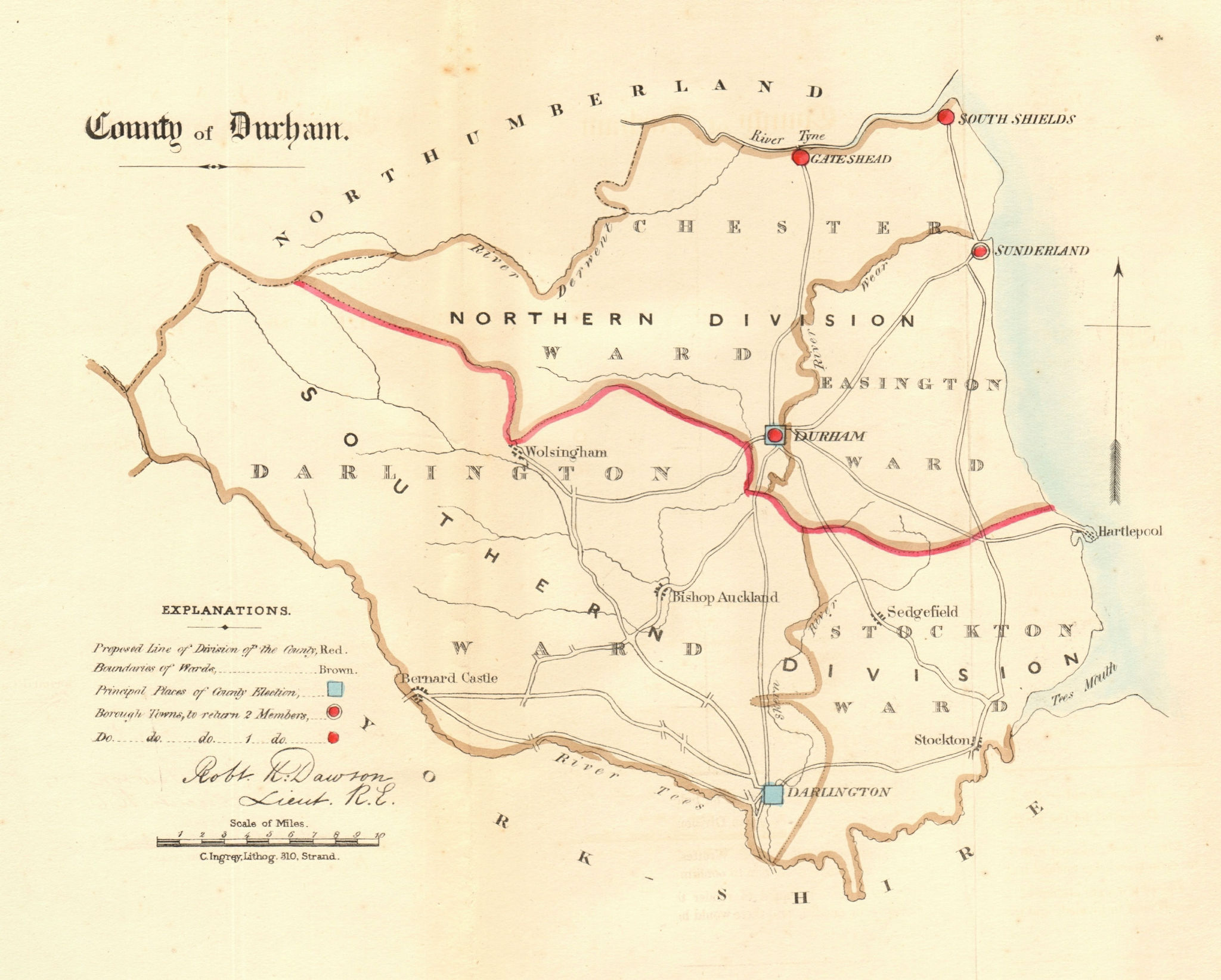 Associate Product County Durham map. Divisions boroughs electoral. REFORM ACT. DAWSON 1832