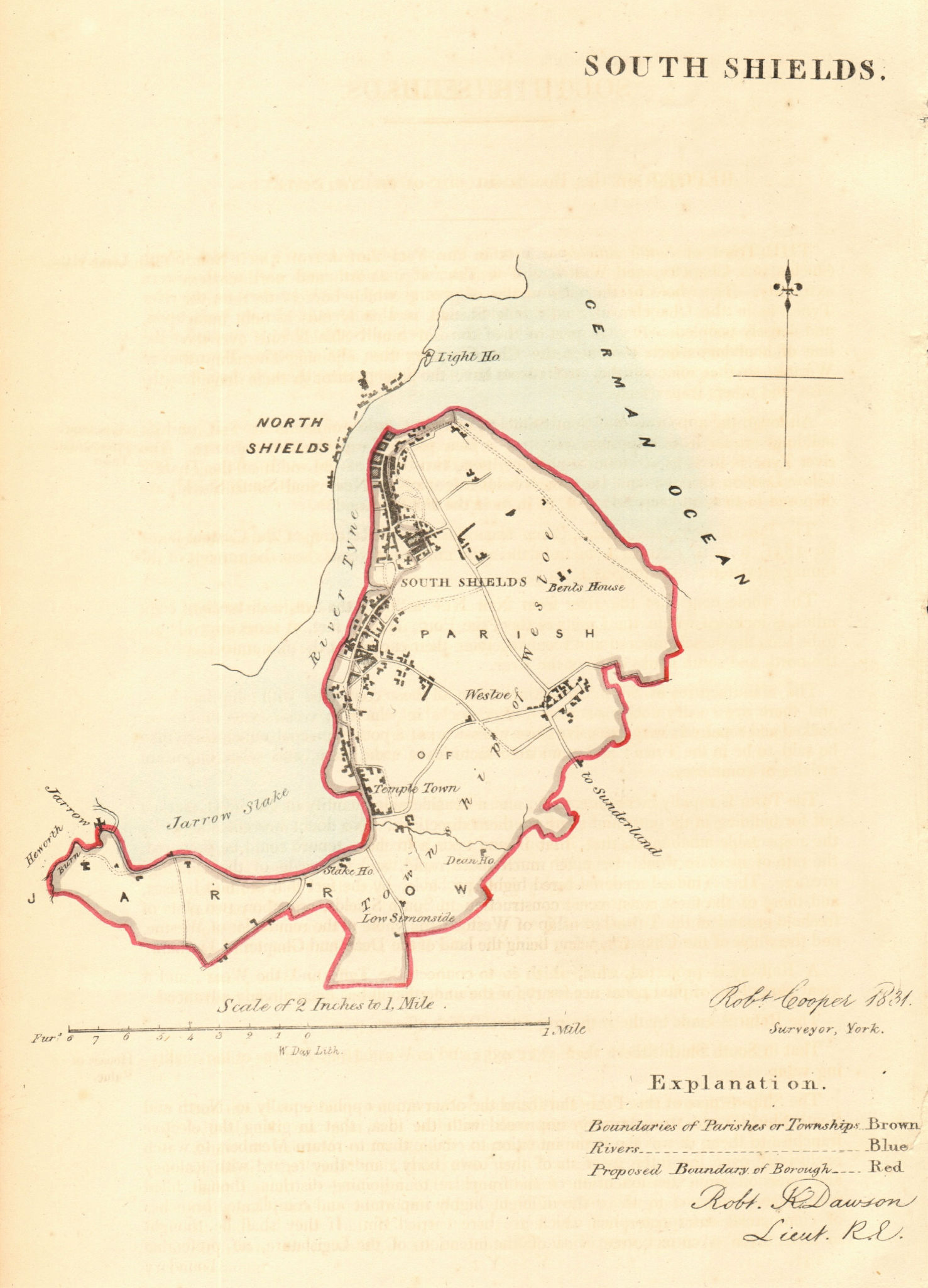 Associate Product SOUTH SHIELDS borough/town plan for the REFORM ACT. Durham. DAWSON 1832 map