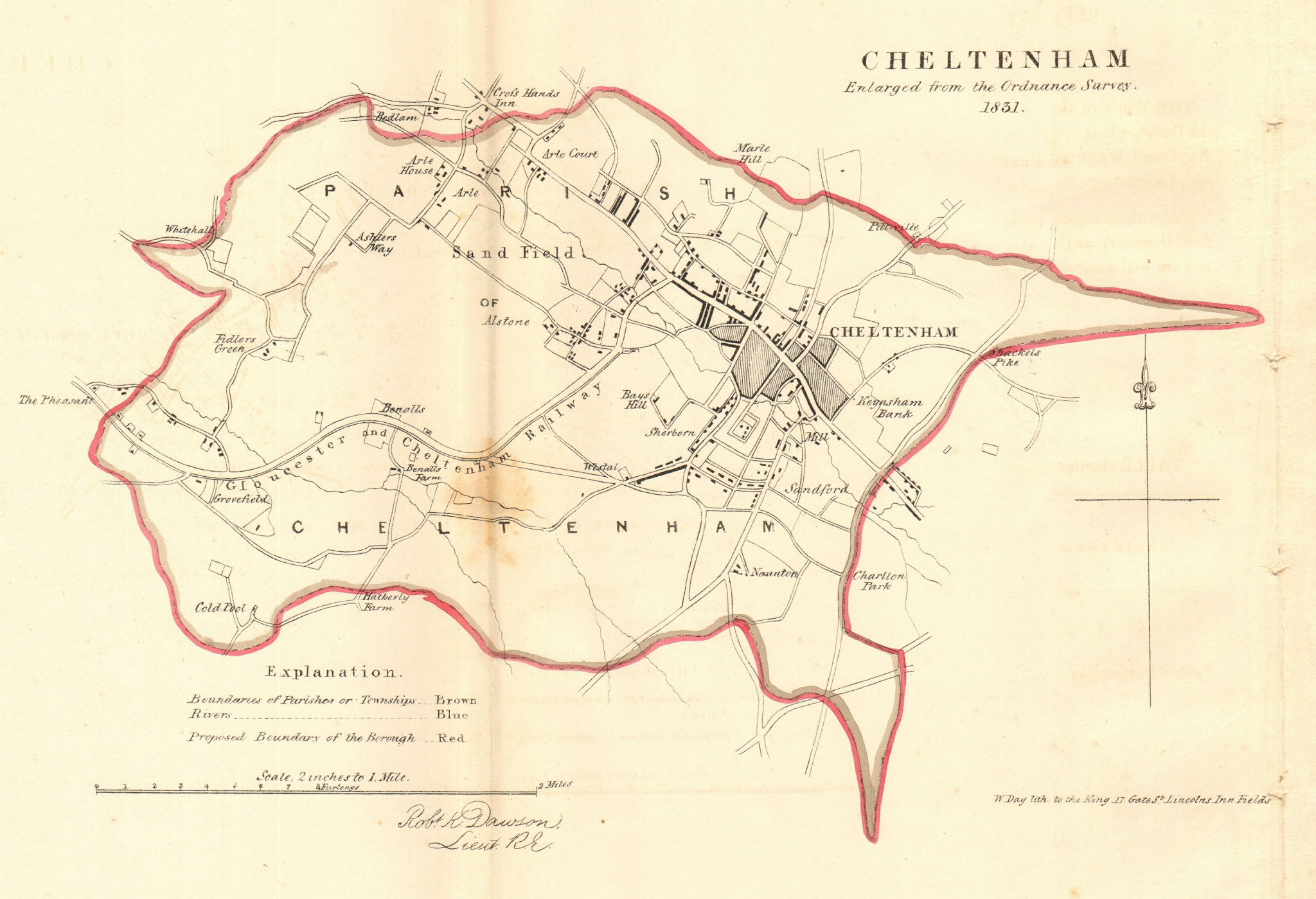 CHELTENHAM borough/town plan. REFORM ACT. Gloucestershire. DAWSON 1832 old map