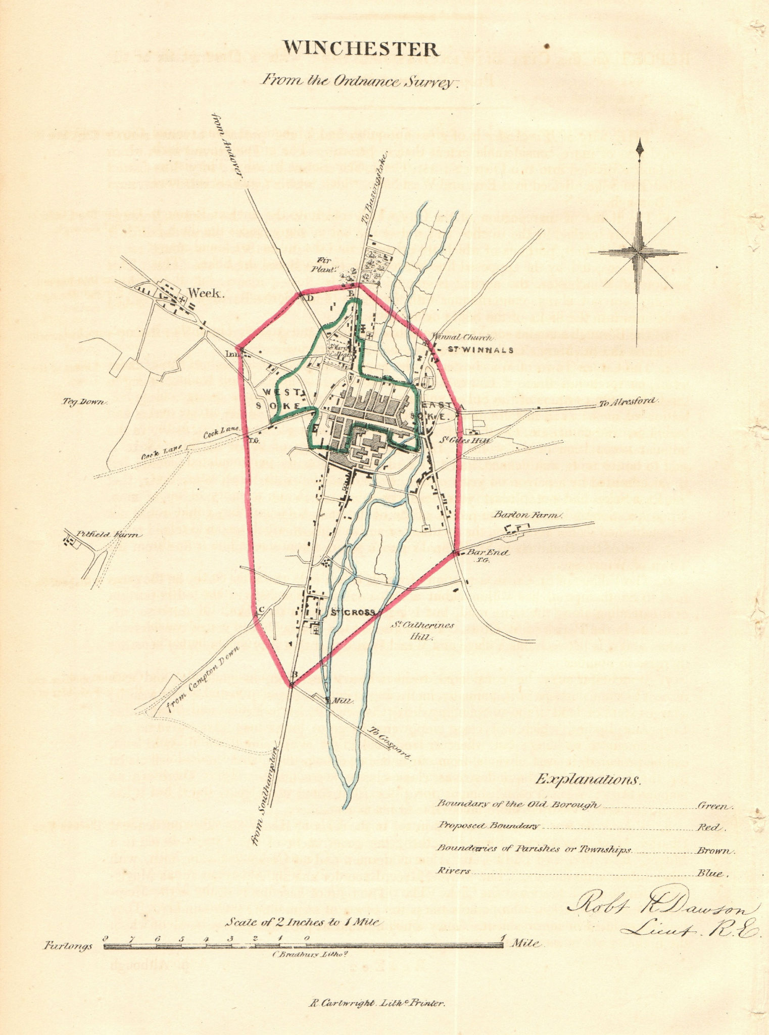 WINCHESTER borough/town plan. REFORM ACT. Weeke. Hampshire. DAWSON 1832 map