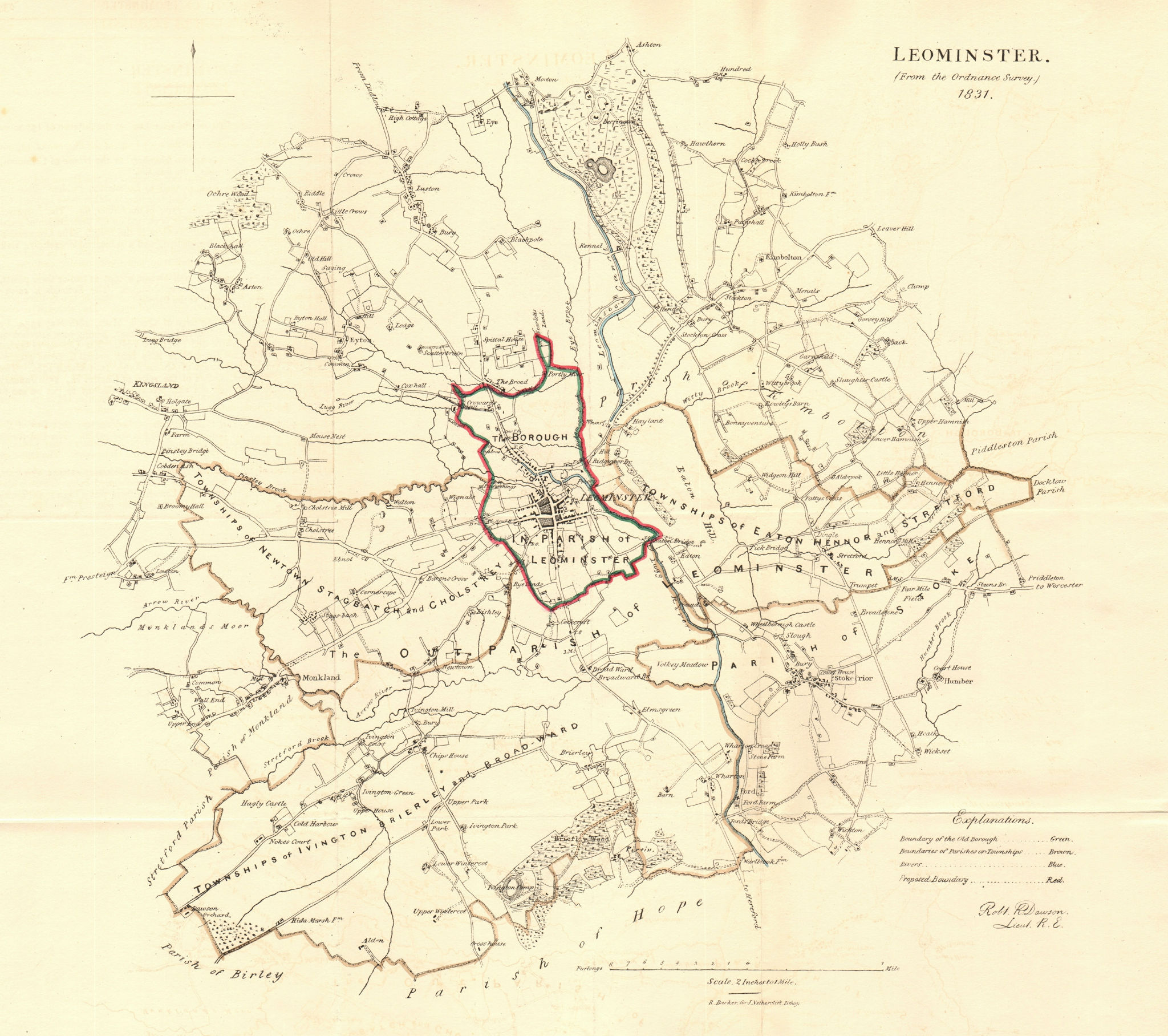 Associate Product LEOMINSTER borough/town plan. REFORM ACT. Herefordshire. DAWSON 1832 old map