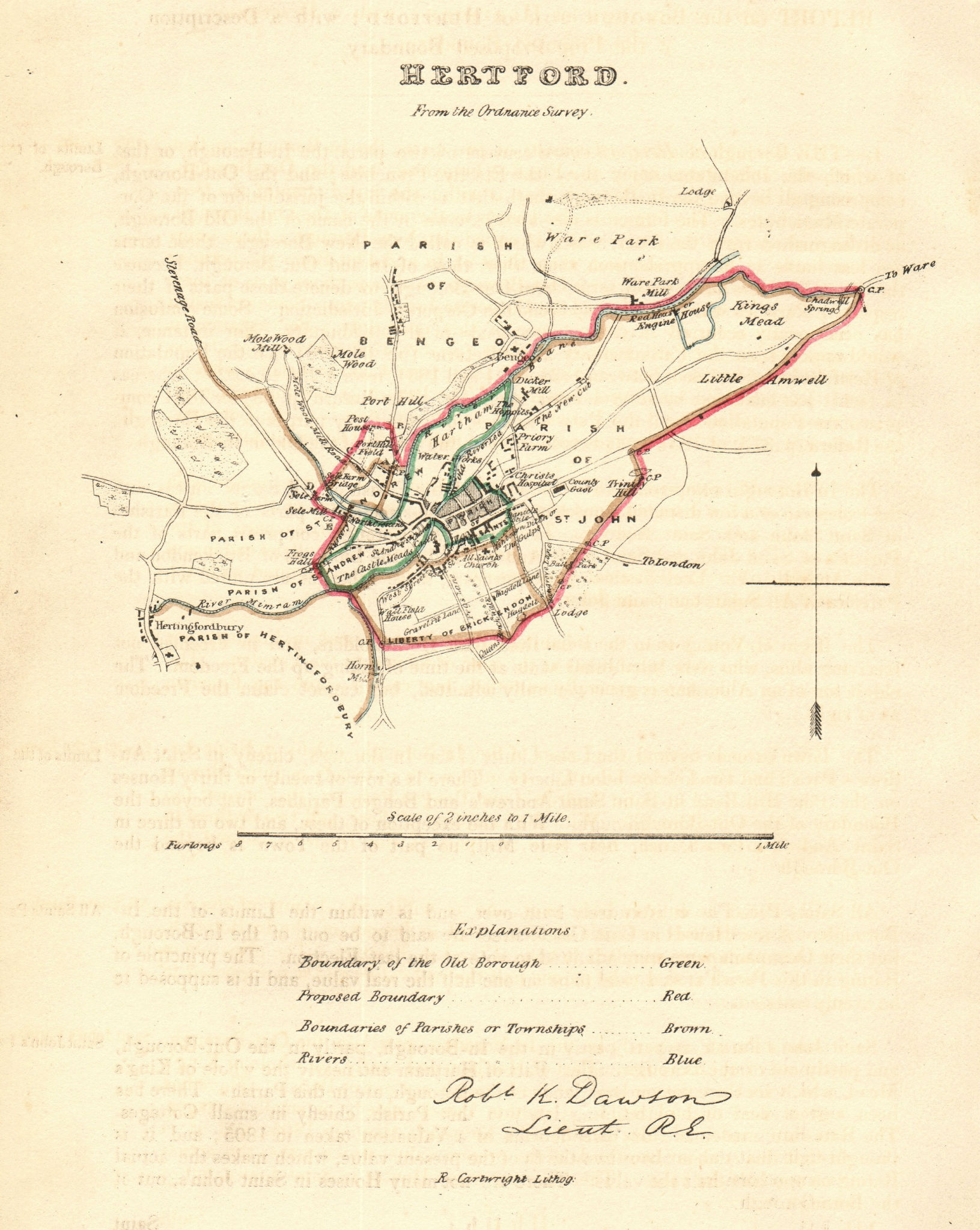 Associate Product HERTFORD borough/town plan. REFORM ACT. Hertingfordbury. DAWSON 1832 old map