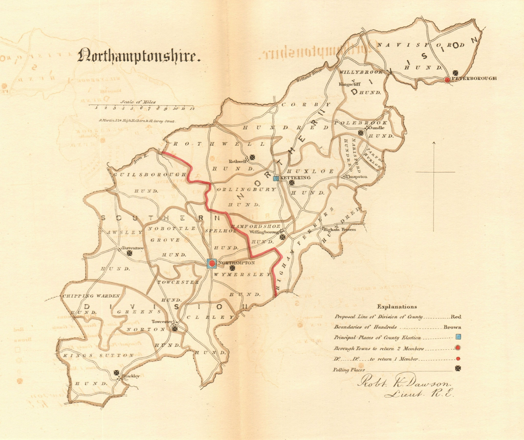 Associate Product Northamptonshire county map. Divisions boroughs electoral REFORM ACT.DAWSON 1832