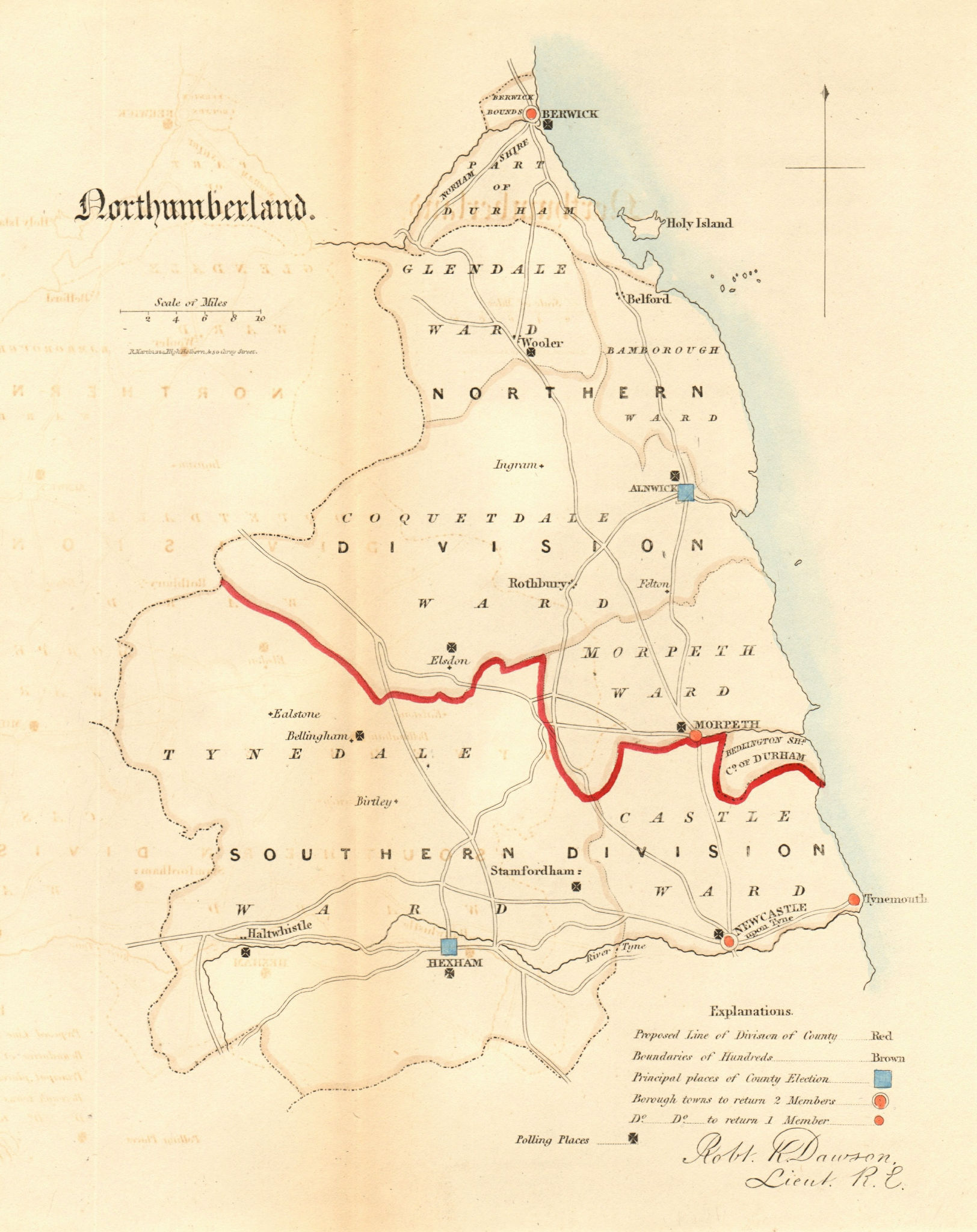 Associate Product Northumberland county map. Divisions boroughs electoral. REFORM ACT. DAWSON 1832