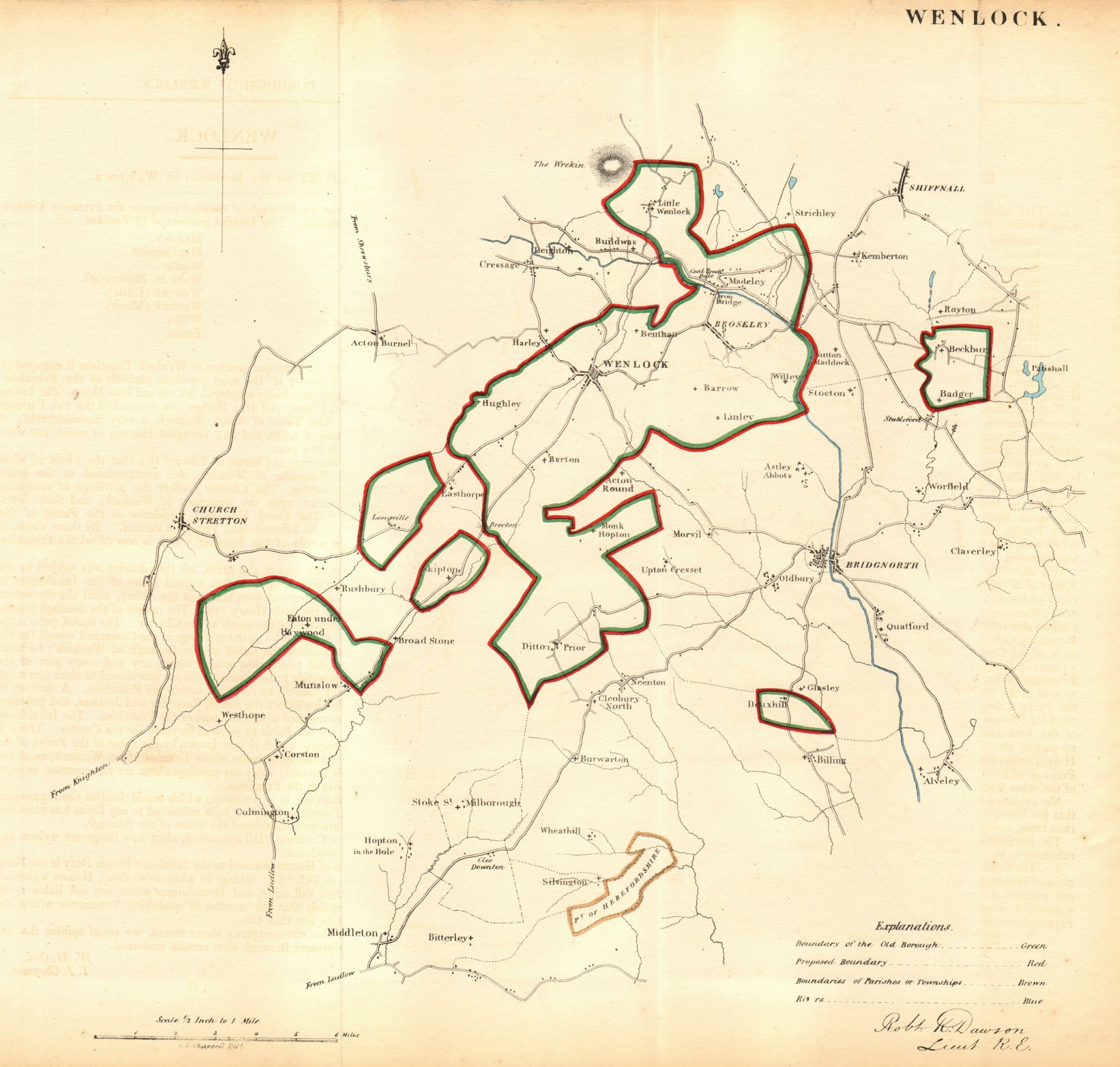 MUCH WENLOCK borough/town plan. REFORM ACT. Shropshire. DAWSON 1832 old map
