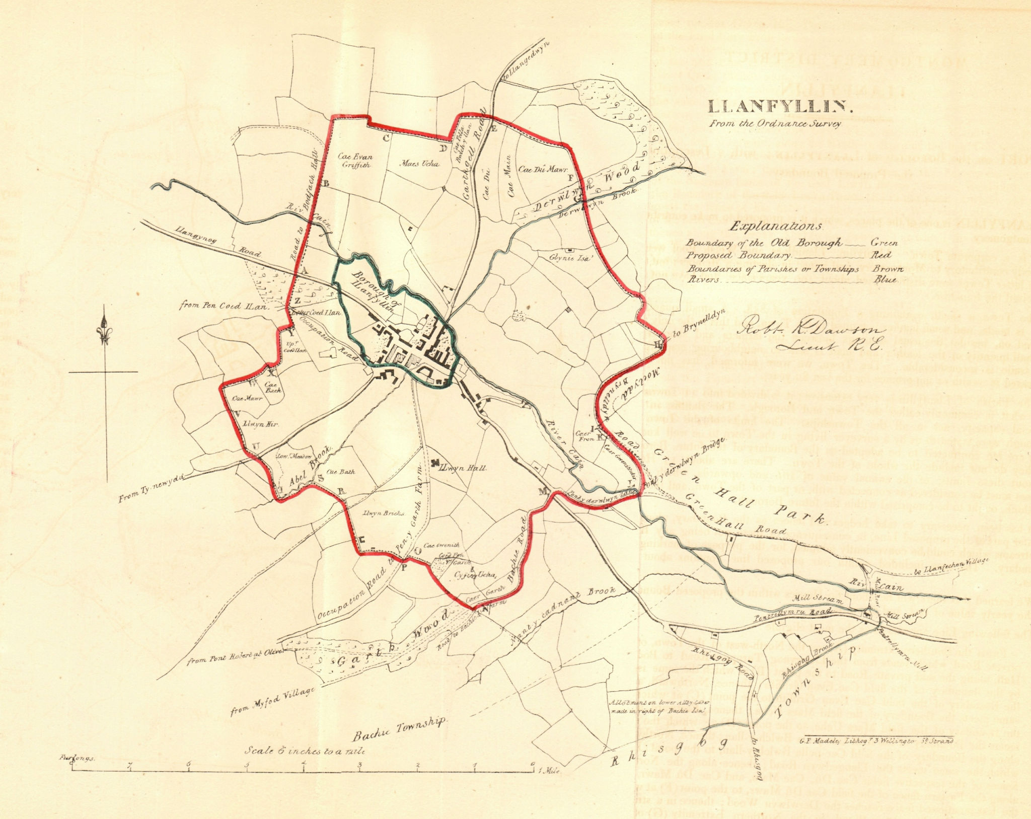 LLANFYLLIN borough/town plan for the REFORM ACT. Wales. DAWSON 1832 old map