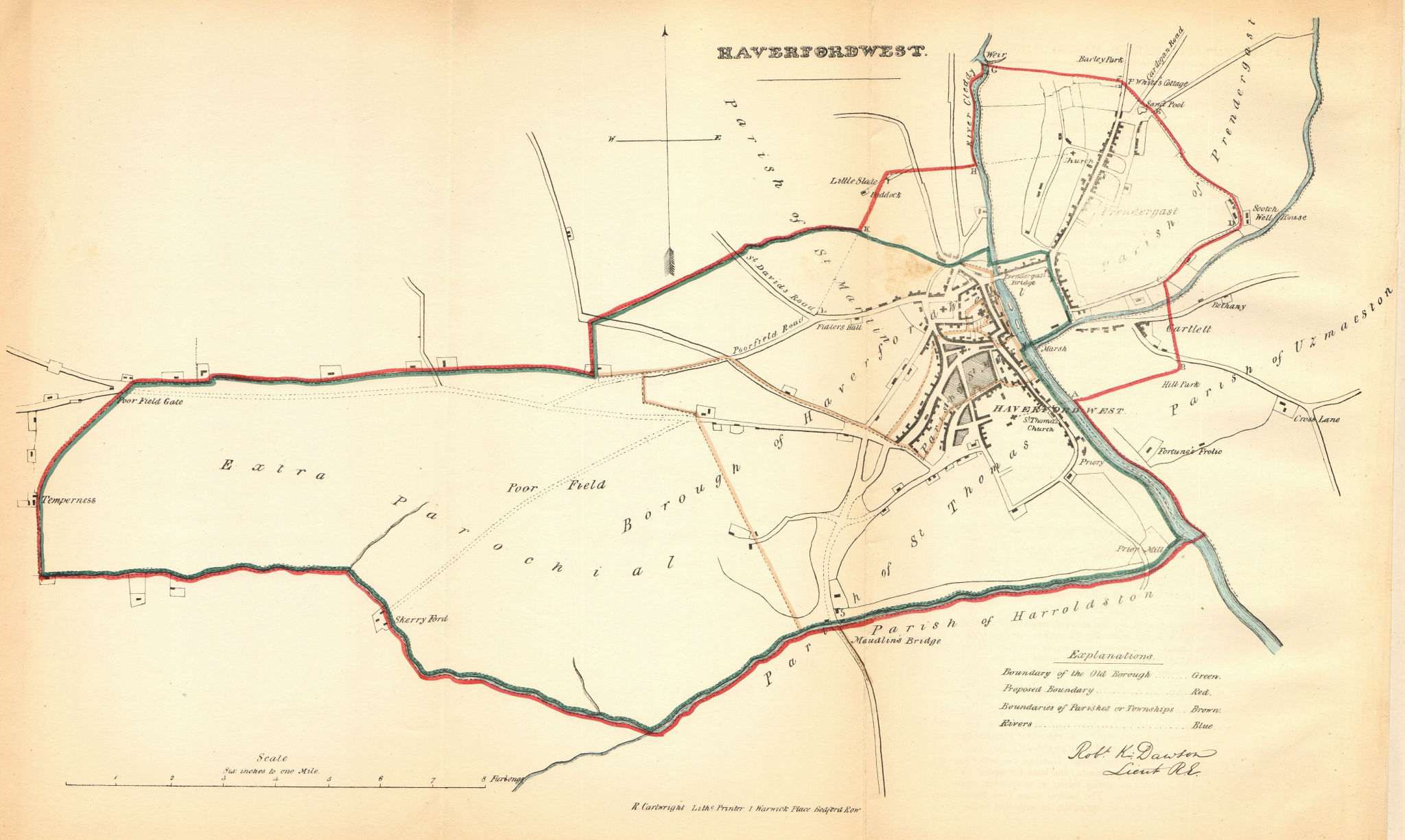 HAVERFORDWEST/HWLFFORDD borough/town plan. REFORM ACT. Wales. DAWSON 1832 map