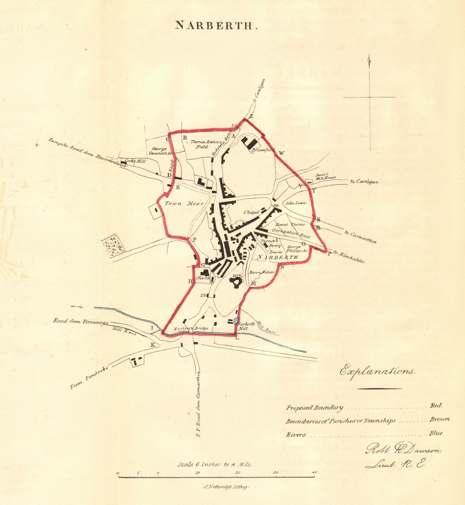 NARBERTH borough/town plan for the REFORM ACT. Wales. DAWSON 1832 old map