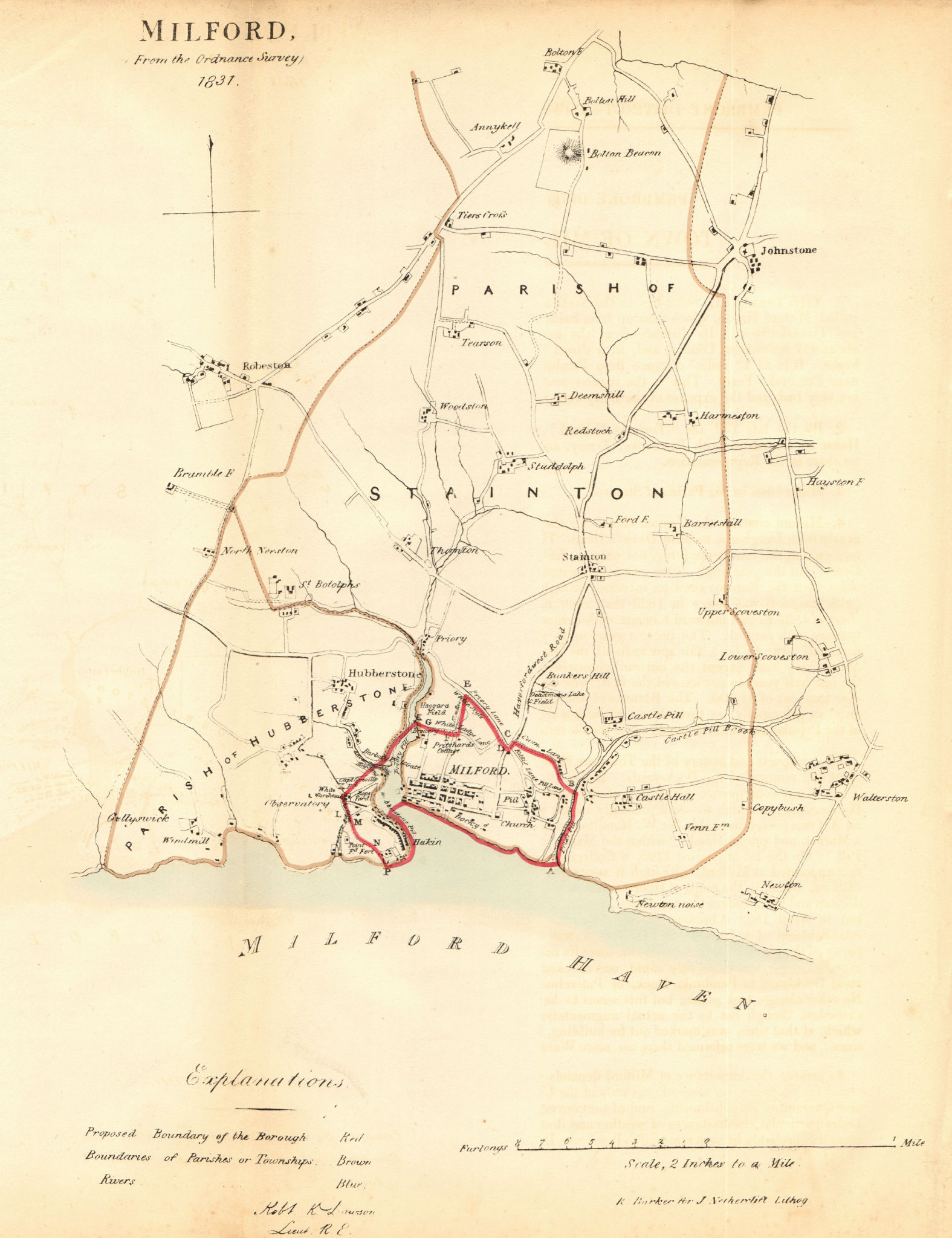 Associate Product MILFORD HAVEN/ABERDAUGLEDDAU borough/town plan. REFORM ACT. DAWSON 1832 map