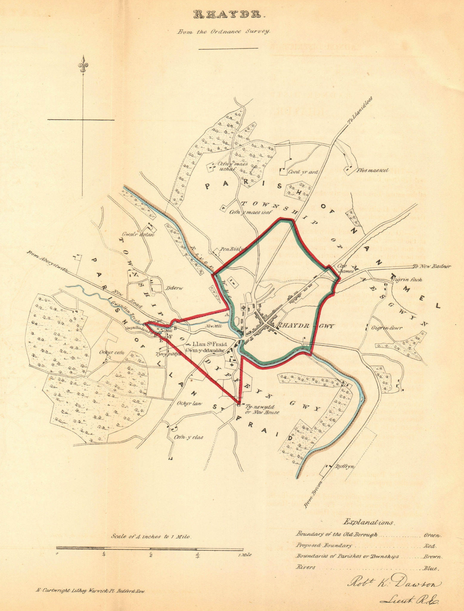 Associate Product RHAYADER/RHAEADR GWY borough/town plan. REFORM ACT. Wales. DAWSON 1832 old map