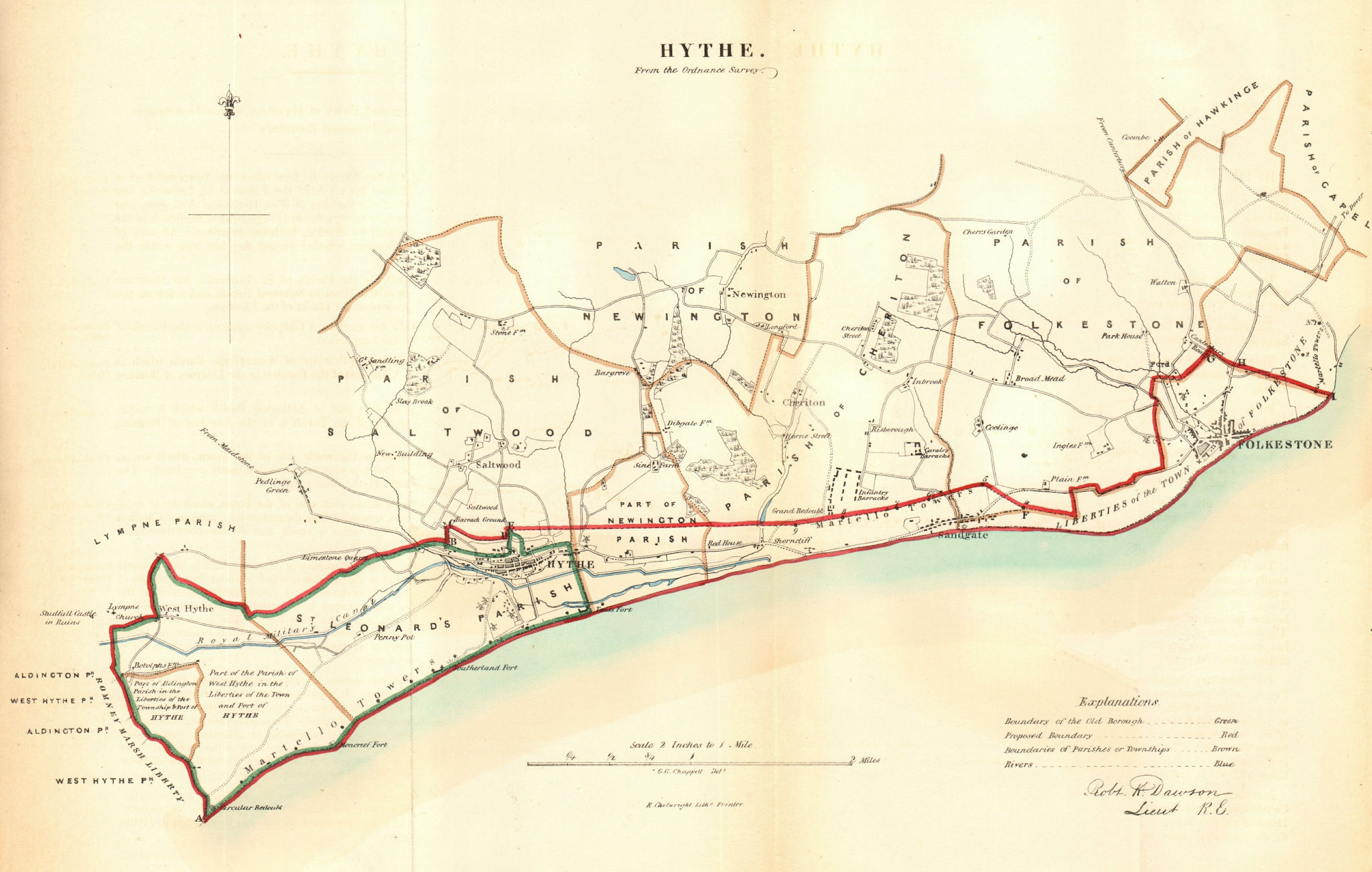 Associate Product HYTHE & FOLKESTONE borough/town plan for the REFORM ACT. Kent. DAWSON 1832 map