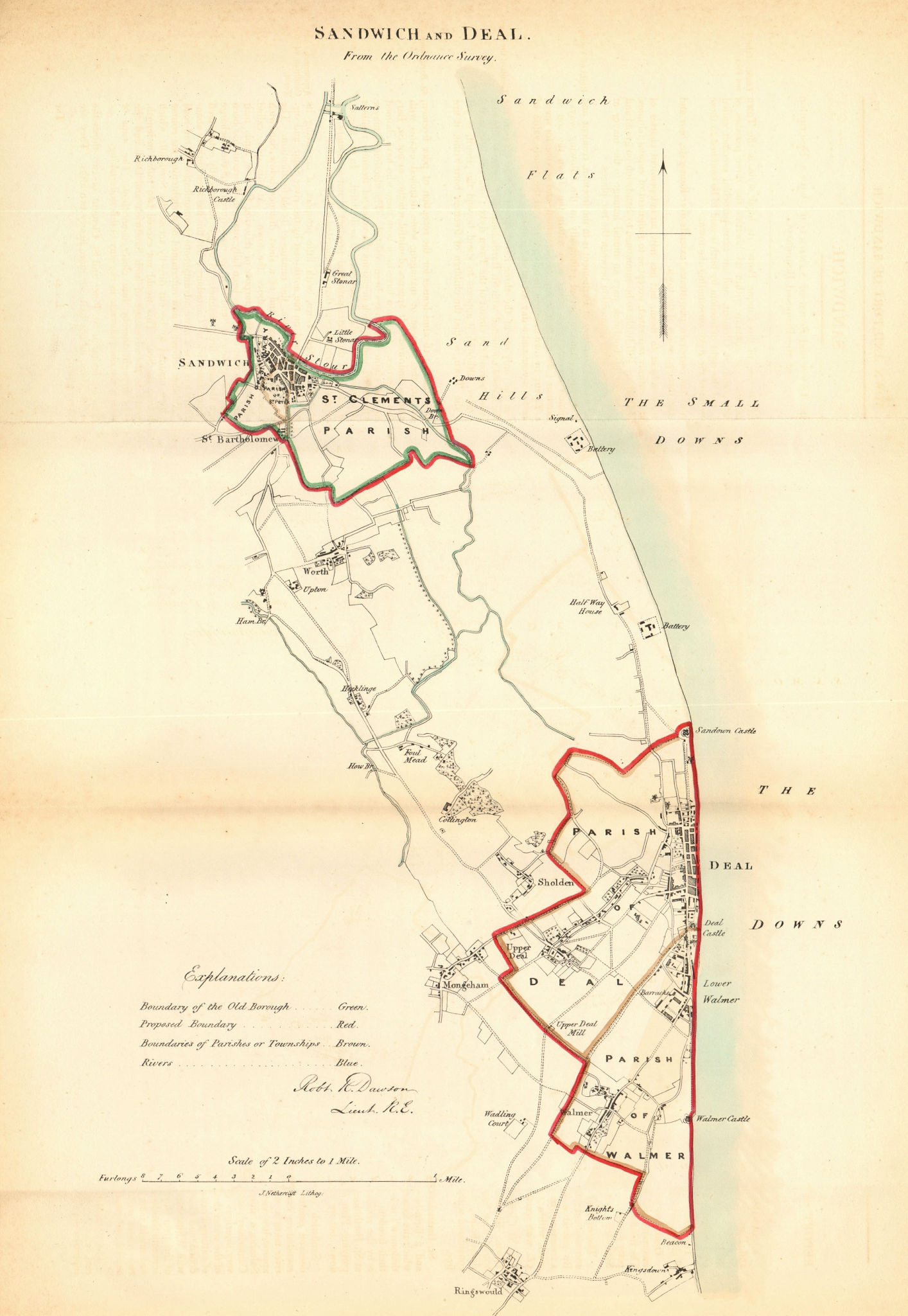 Associate Product SANDWICH & DEAL borough/town plan for the REFORM ACT. Kent. DAWSON 1832 map