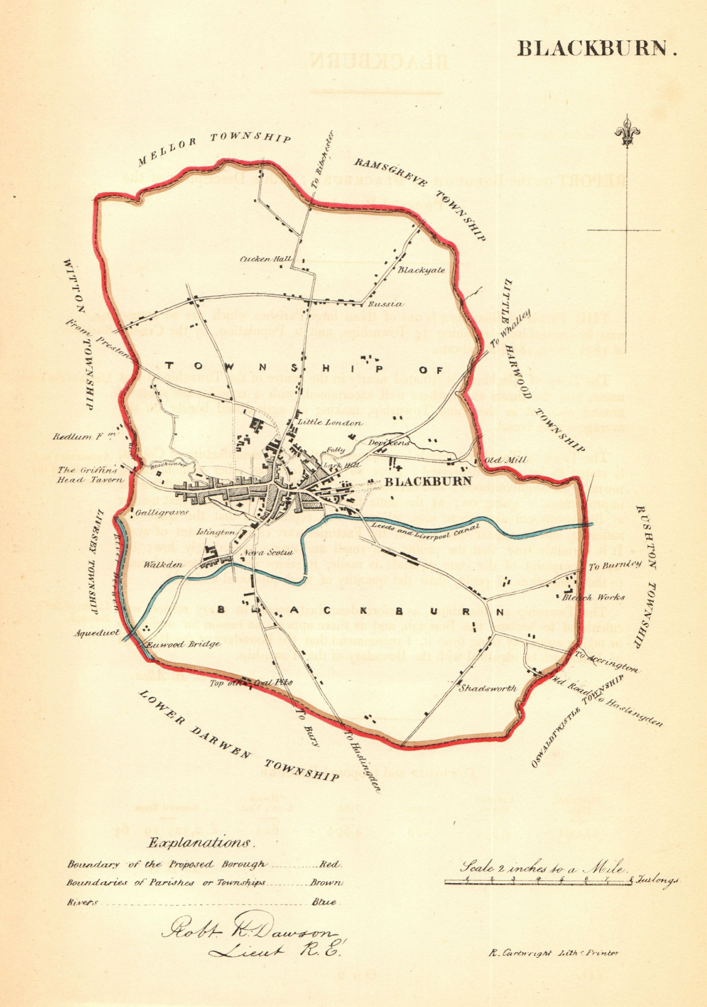 Associate Product BLACKBURN borough/town plan for the REFORM ACT. Lancashire. DAWSON 1832 map