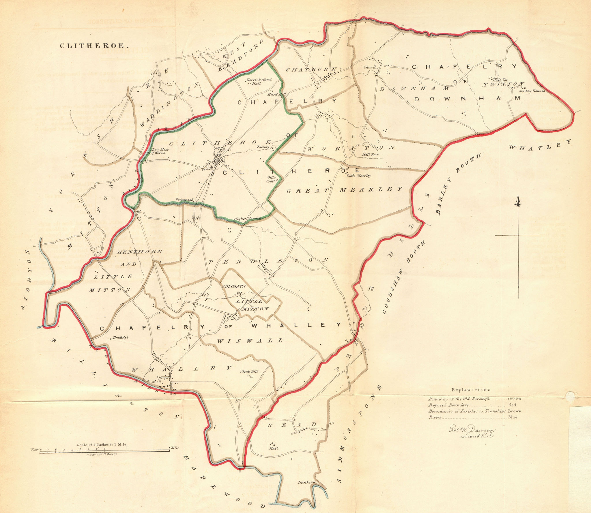 Associate Product CLITHEROE borough plan. REFORM ACT. Twiston Whalley. Lancashire. DAWSON 1832 map
