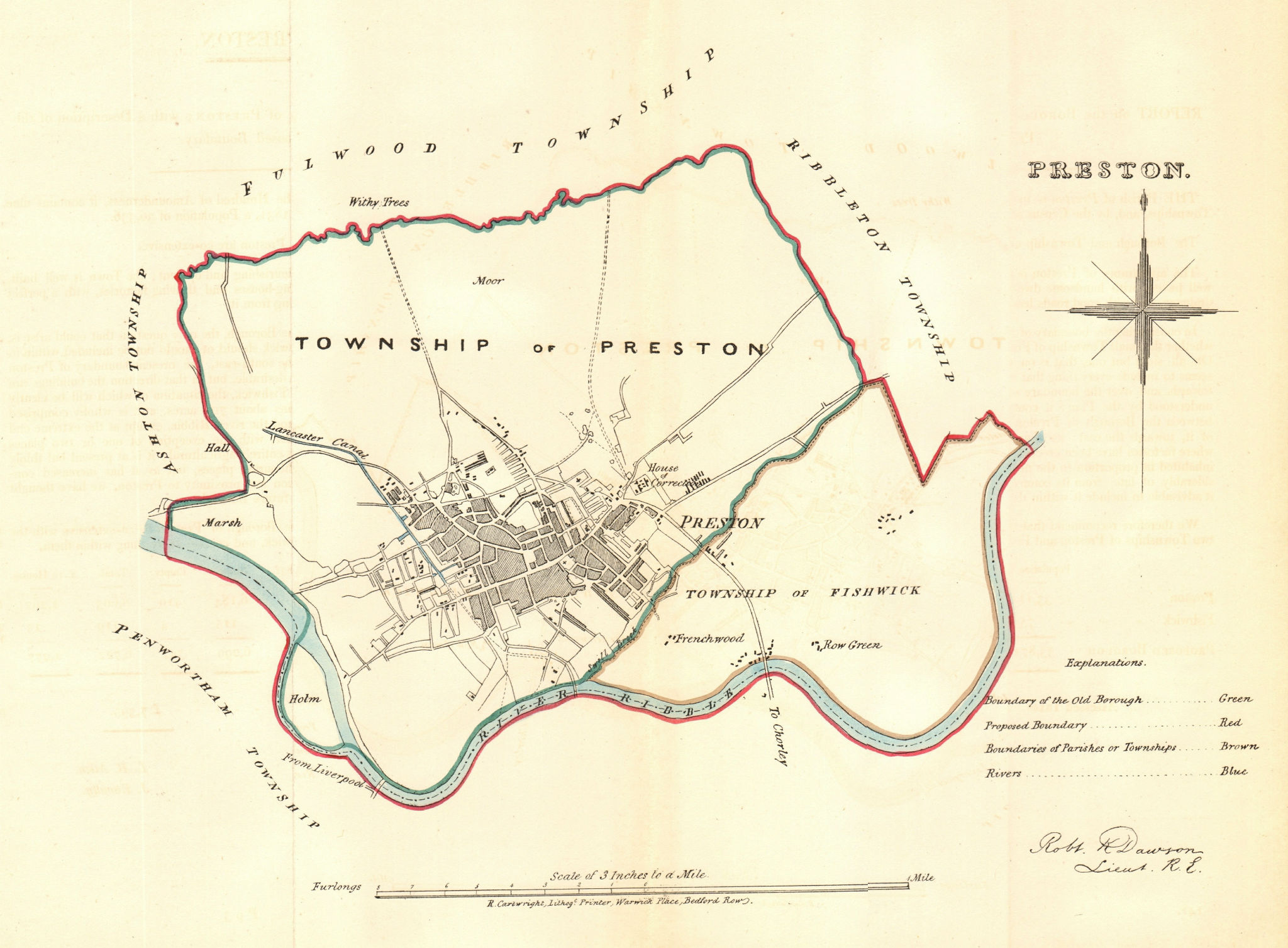 Associate Product PRESTON borough/town plan for the REFORM ACT. Lancashire. DAWSON 1832 old map