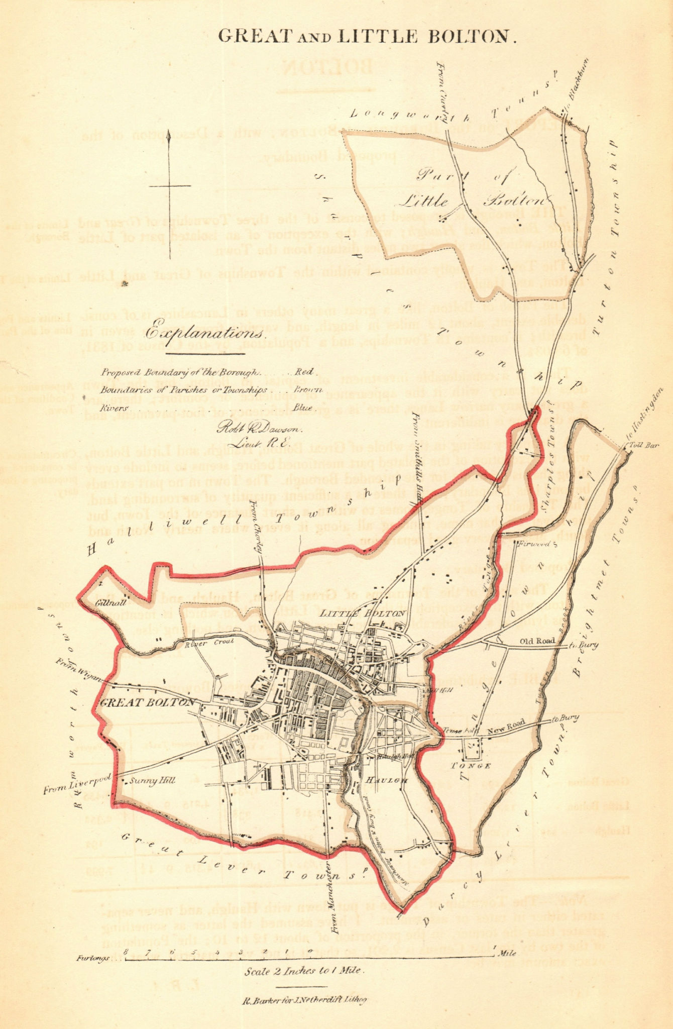 Associate Product GREAT & LITTLE BOLTON borough/town plan. REFORM ACT. Lancashire. DAWSON 1832 map