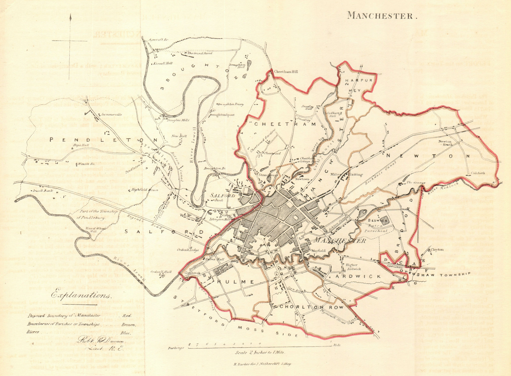 Associate Product MANCHESTER borough/town/city plan. REFORM ACT. Salford Hulme. DAWSON 1832 map
