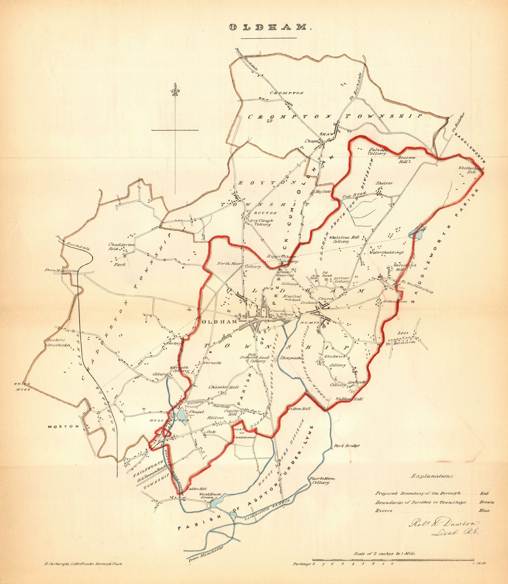 Associate Product OLDHAM borough/town plan. REFORM ACT. Royton Shaw. Lancashire. DAWSON 1832 map