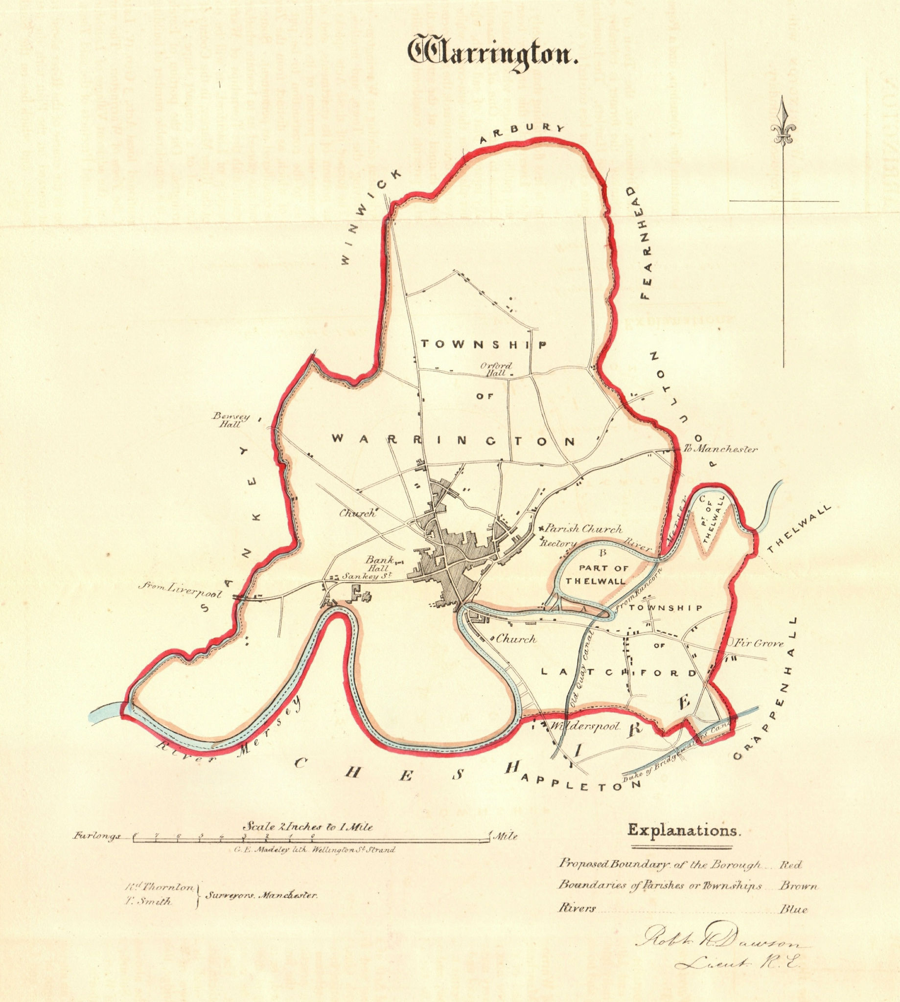 WARRINGTON borough/town plan. REFORM ACT. Latchford. Lancashire. DAWSON 1832 map