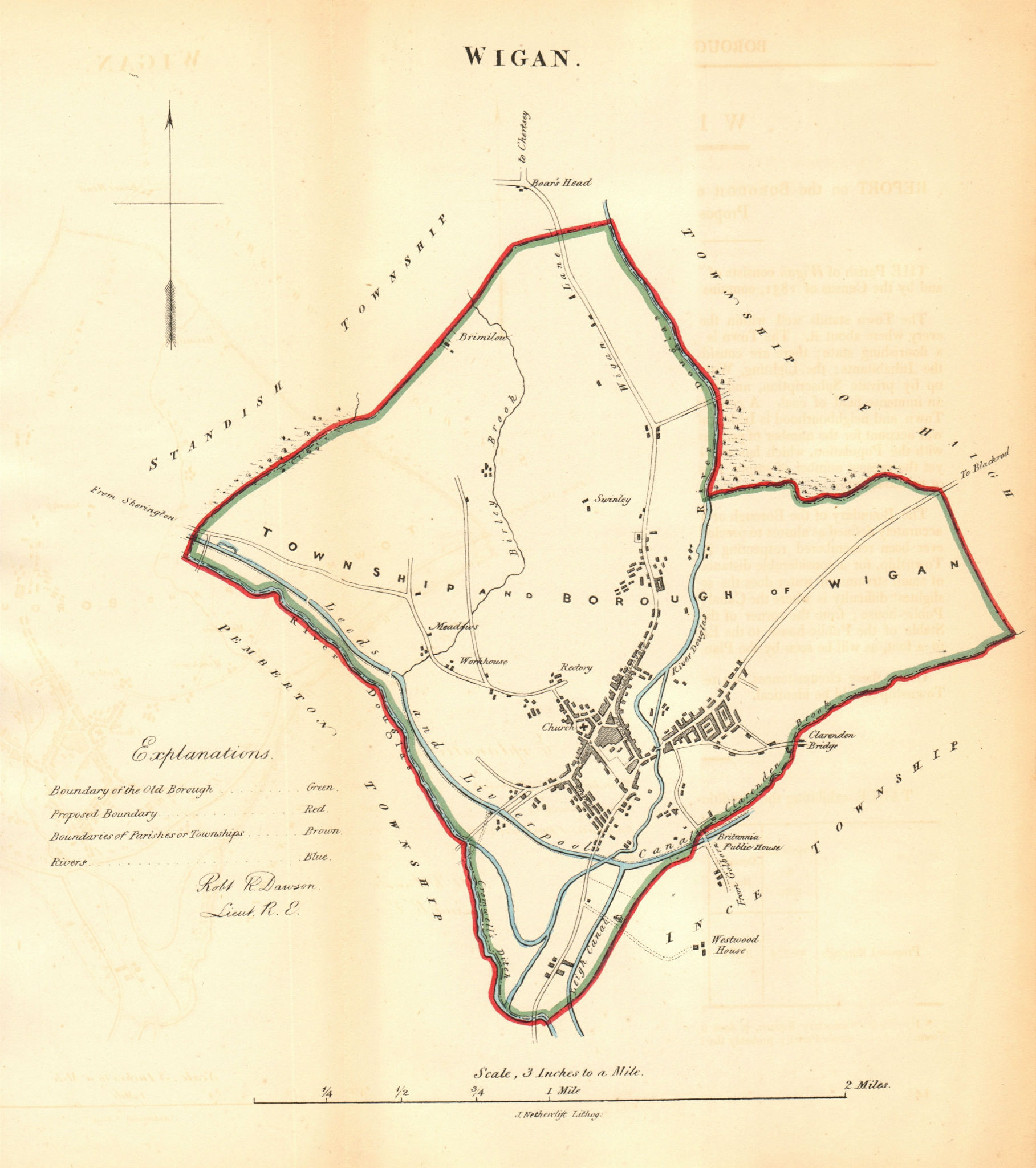 Associate Product WIGAN borough/town plan for the REFORM ACT. Lancashire. DAWSON 1832 old map