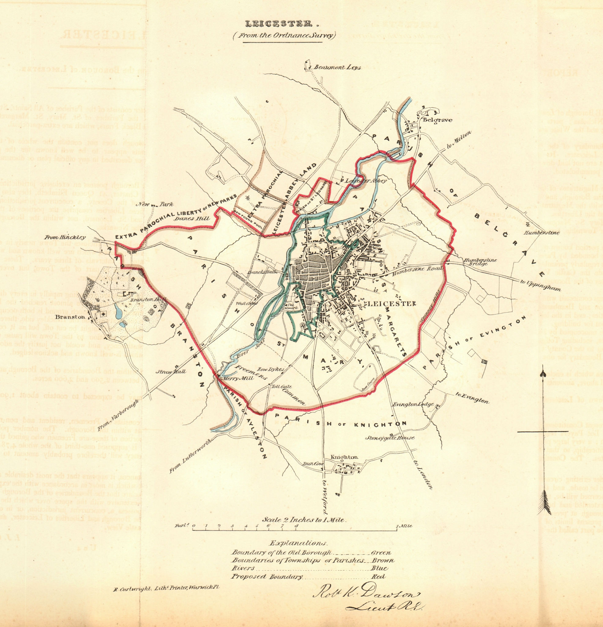 Associate Product LEICESTER borough/town plan for the REFORM ACT. Leicestershire. DAWSON 1832 map