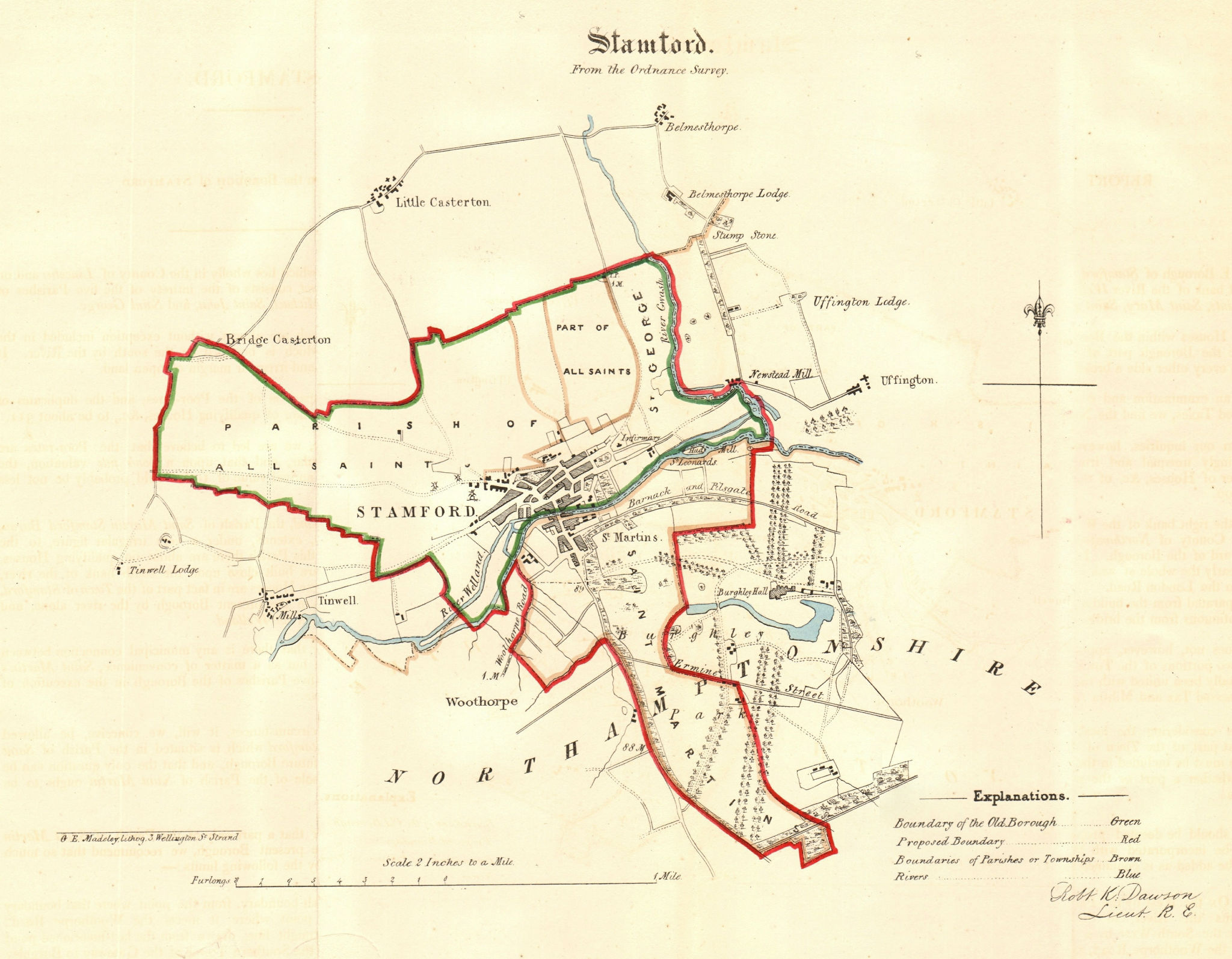 Associate Product STAMFORD borough/town plan. REFORM ACT. Tinwell. Lincolnshire. DAWSON 1832 map