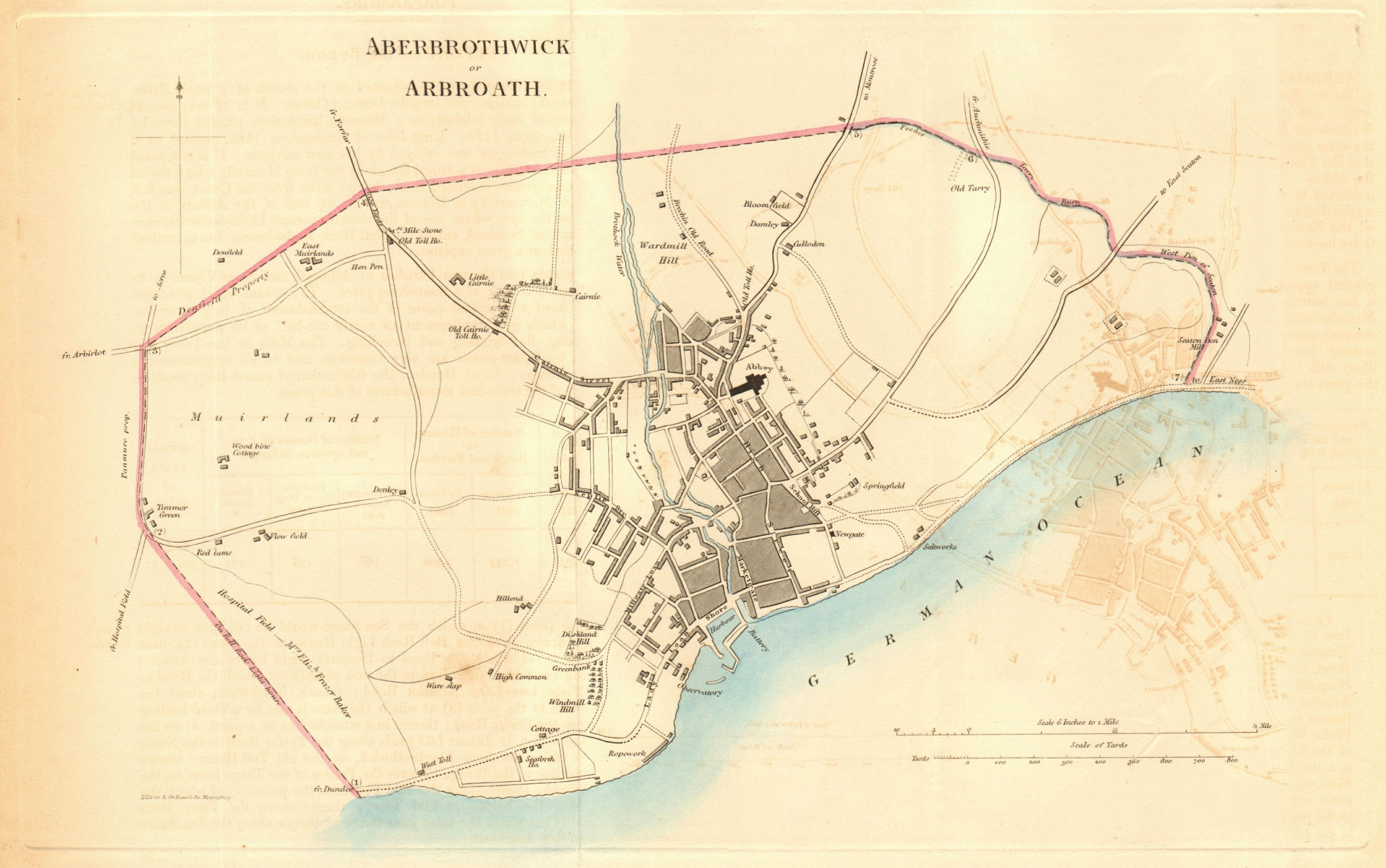 ABERBROTHWICK (ARBROATH) borough/town plan REFORM ACT. Scotland. DAWSON 1832 map