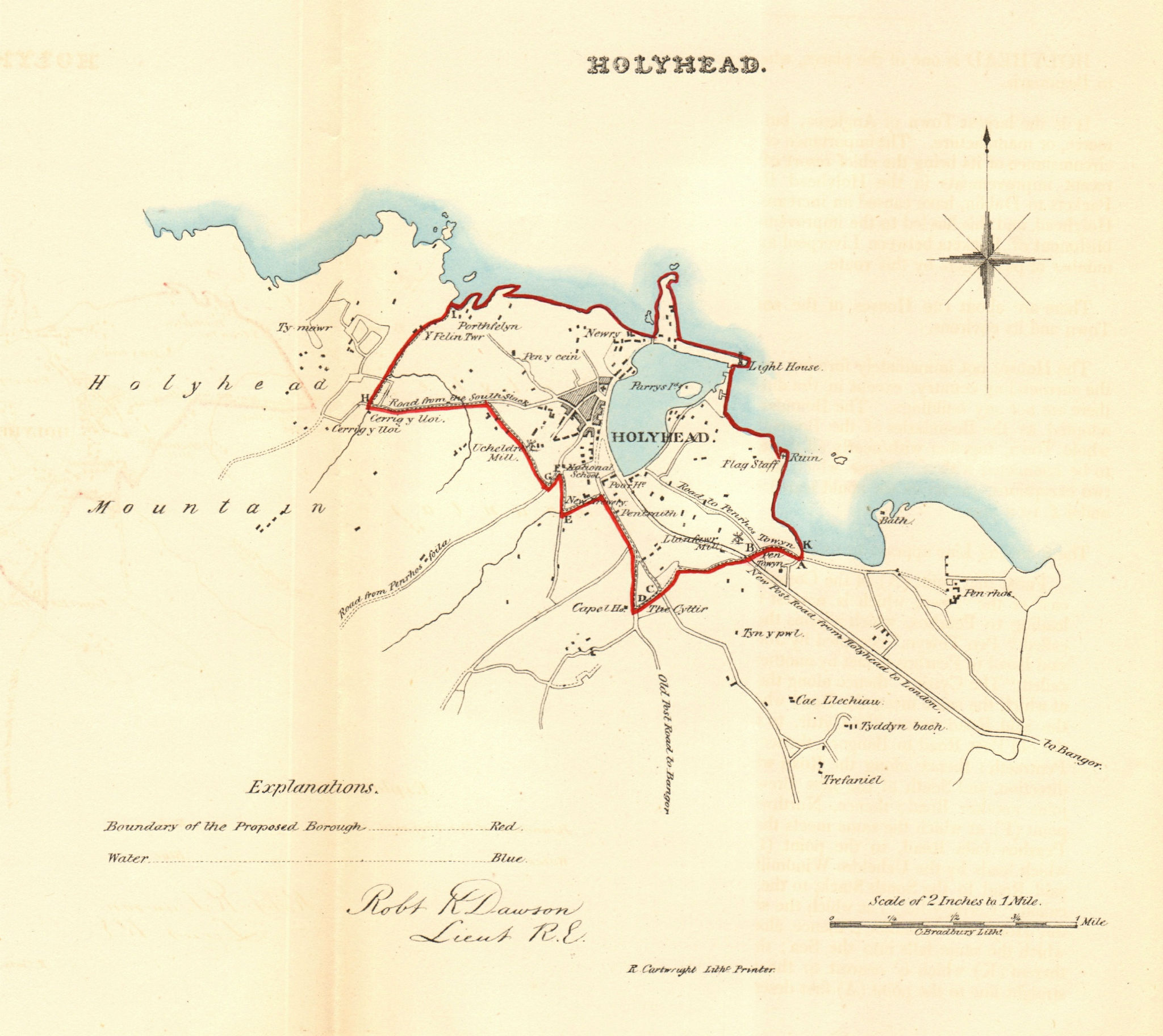 Associate Product HOLYHEAD/CAERGYBI borough/town plan for the REFORM ACT. Wales. DAWSON 1832 map