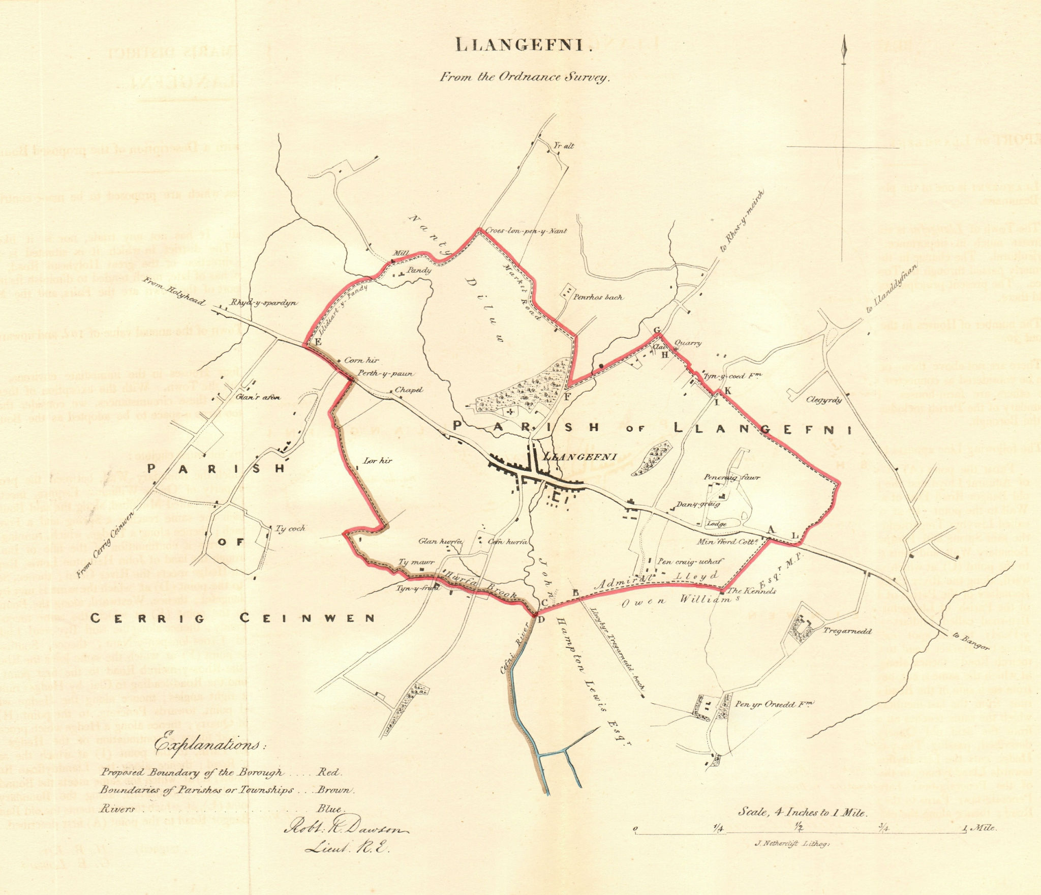 Associate Product LLANGEFNI borough/town plan for the REFORM ACT. Wales. DAWSON 1832 old map
