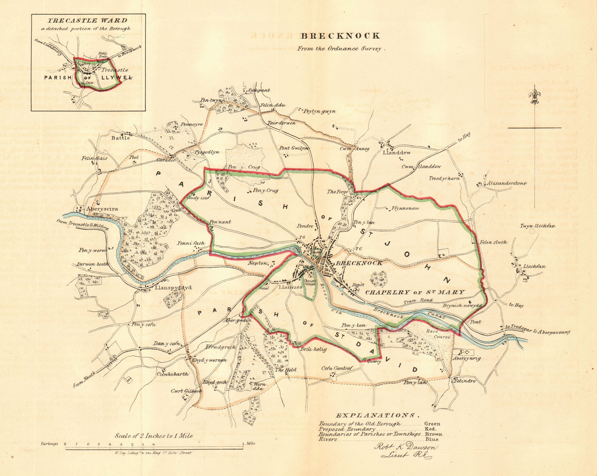 Associate Product BRECKNOCK (BRECON) borough/town plan for the REFORM ACT. Wales. DAWSON 1832 map