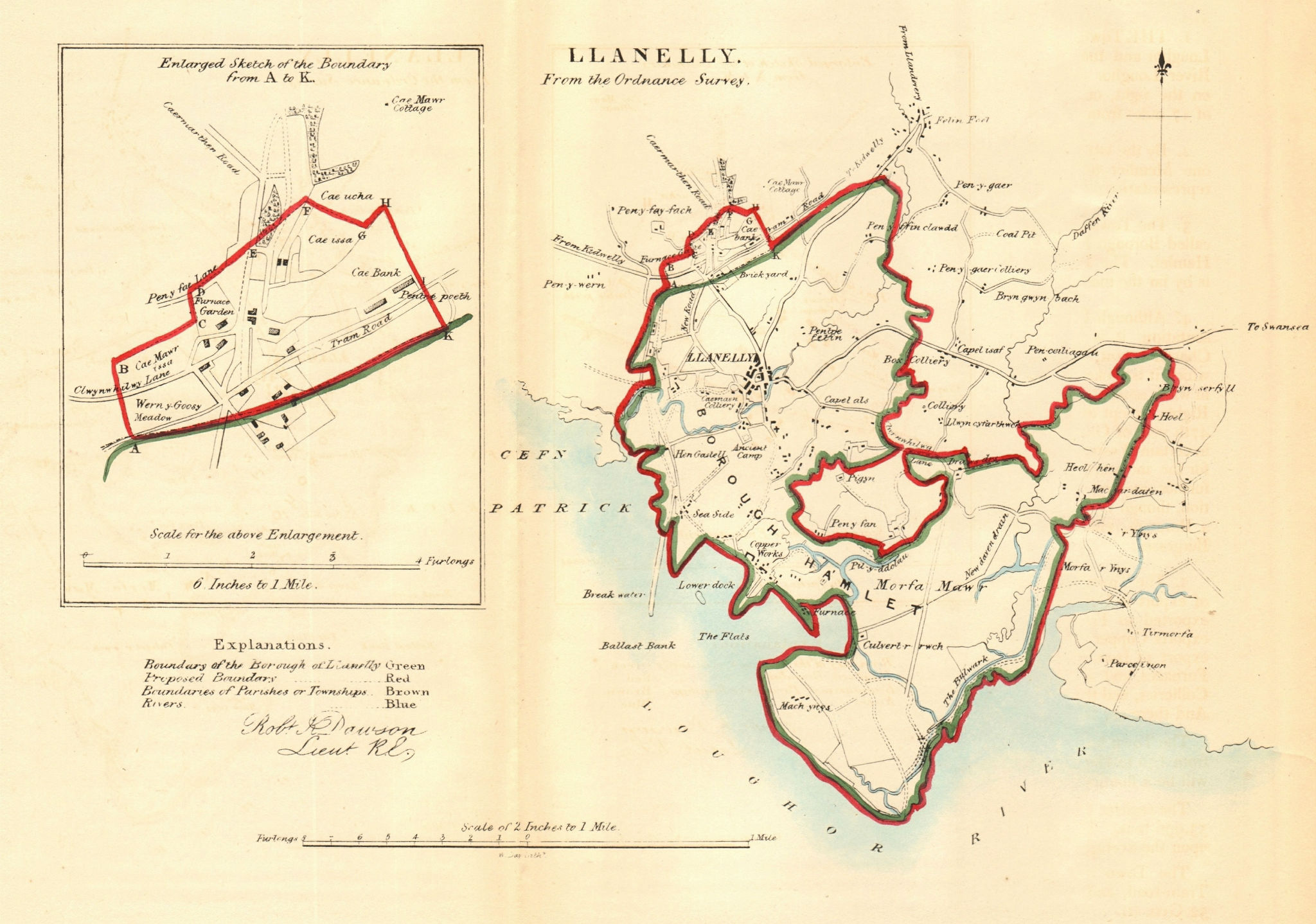 LLANELLI borough/town plan for the REFORM ACT. Felinfoel. Wales. DAWSON 1832 map