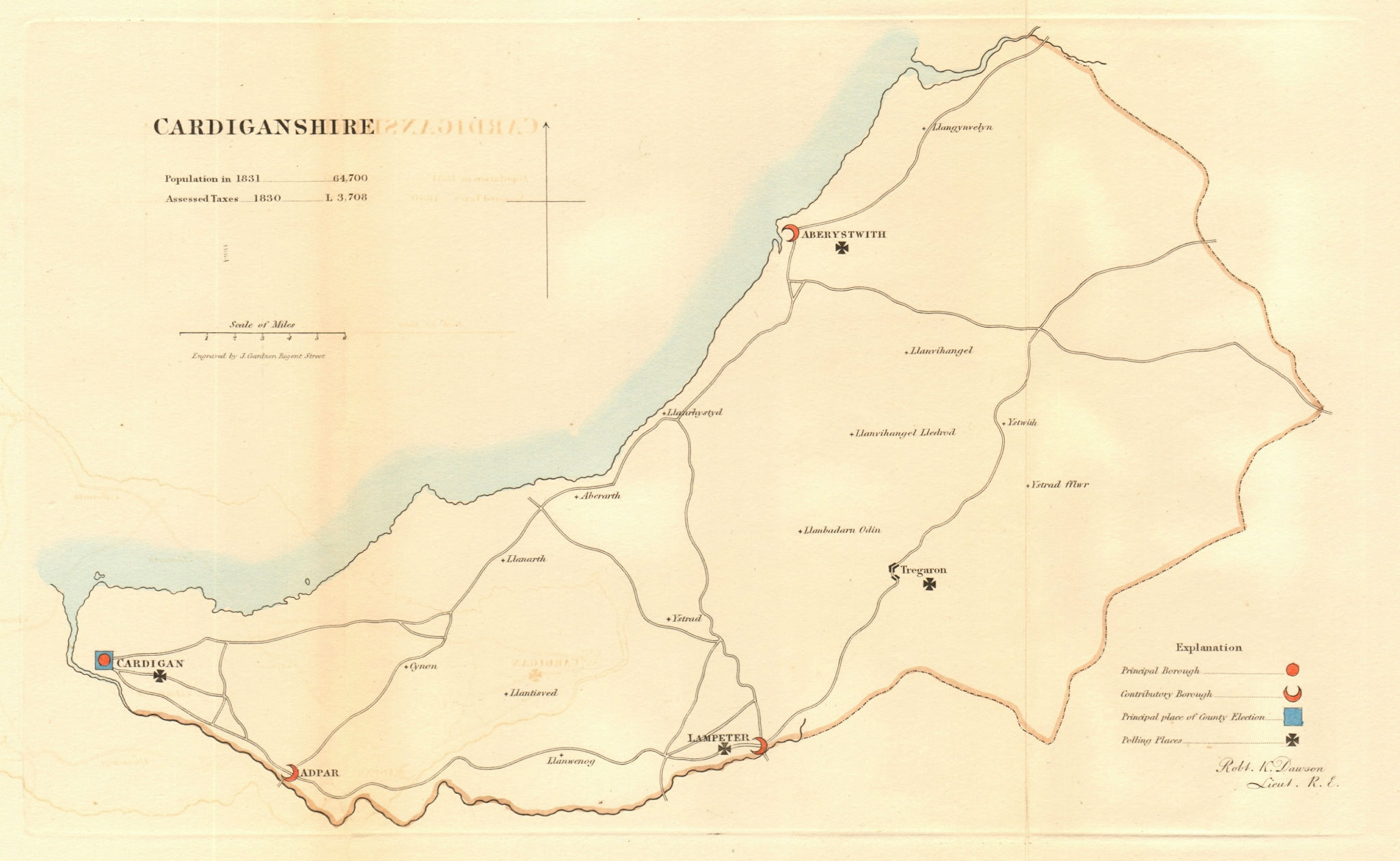 Associate Product Cardiganshire county map. Contributory boroughs electoral REFORM ACT DAWSON 1832