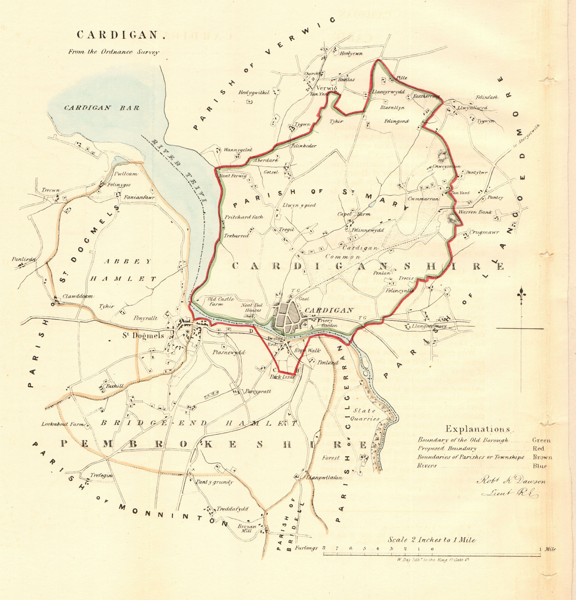 Associate Product CARDIGAN/ABERTEIFI borough/town plan. REFORM ACT. St Dogmaels. DAWSON 1832 map