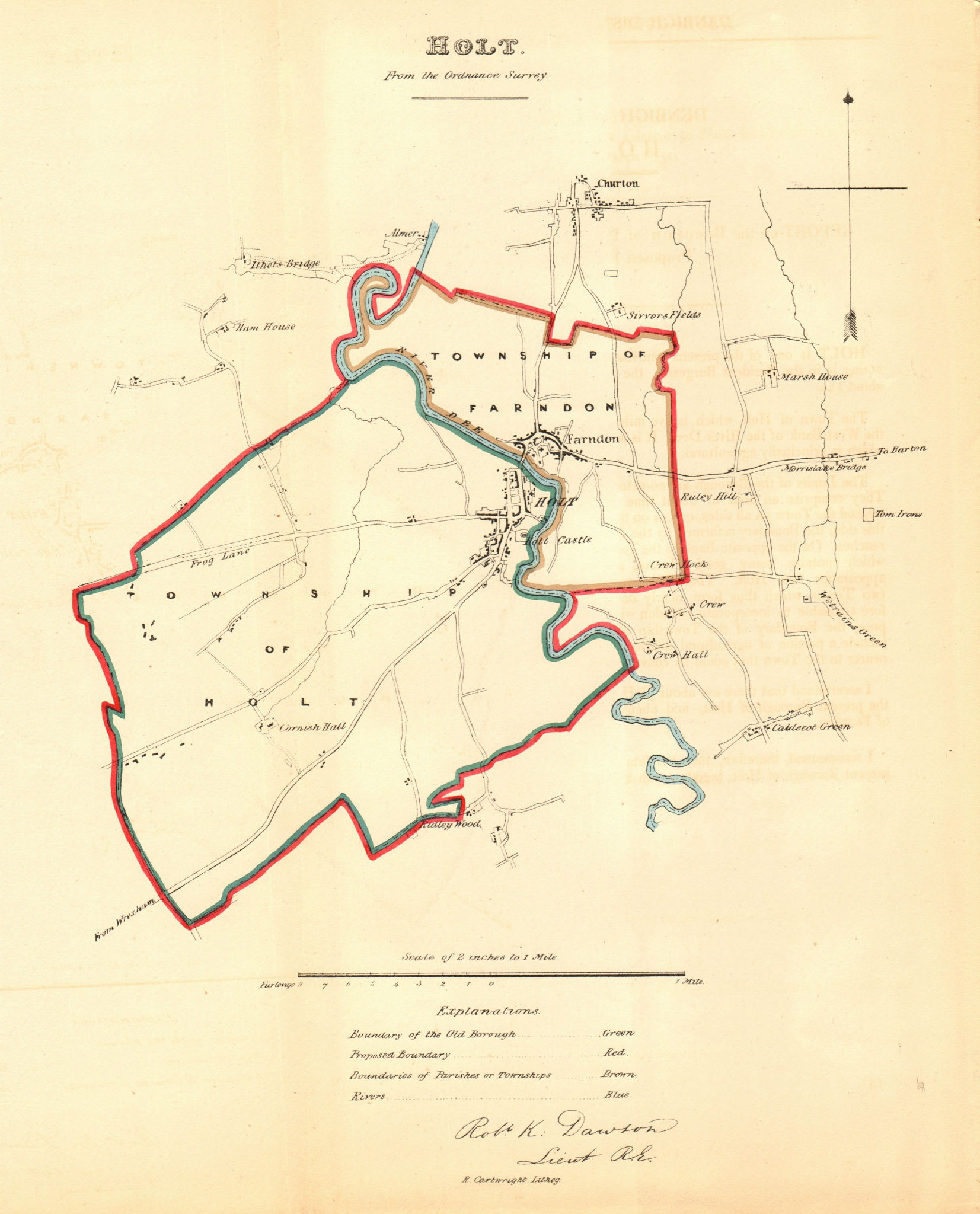 HOLT & FARNDON borough/town plan. REFORM ACT. Churton. Wales. DAWSON 1832 map