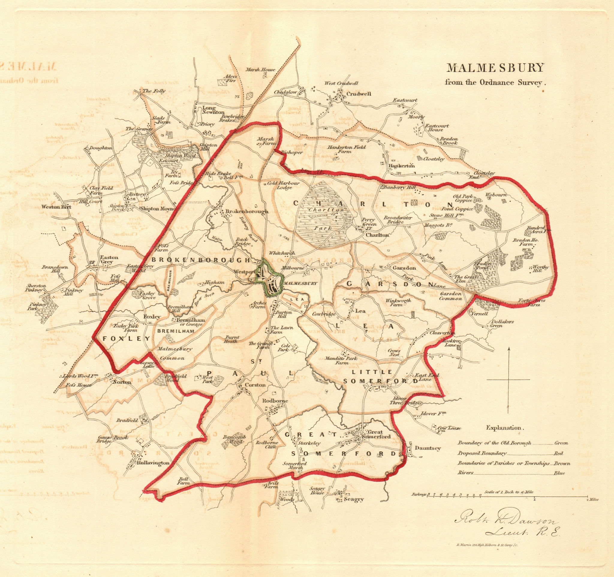 Associate Product MALMESBURY borough/town plan. REFORM ACT. Wiltshire. DAWSON 1832 old map