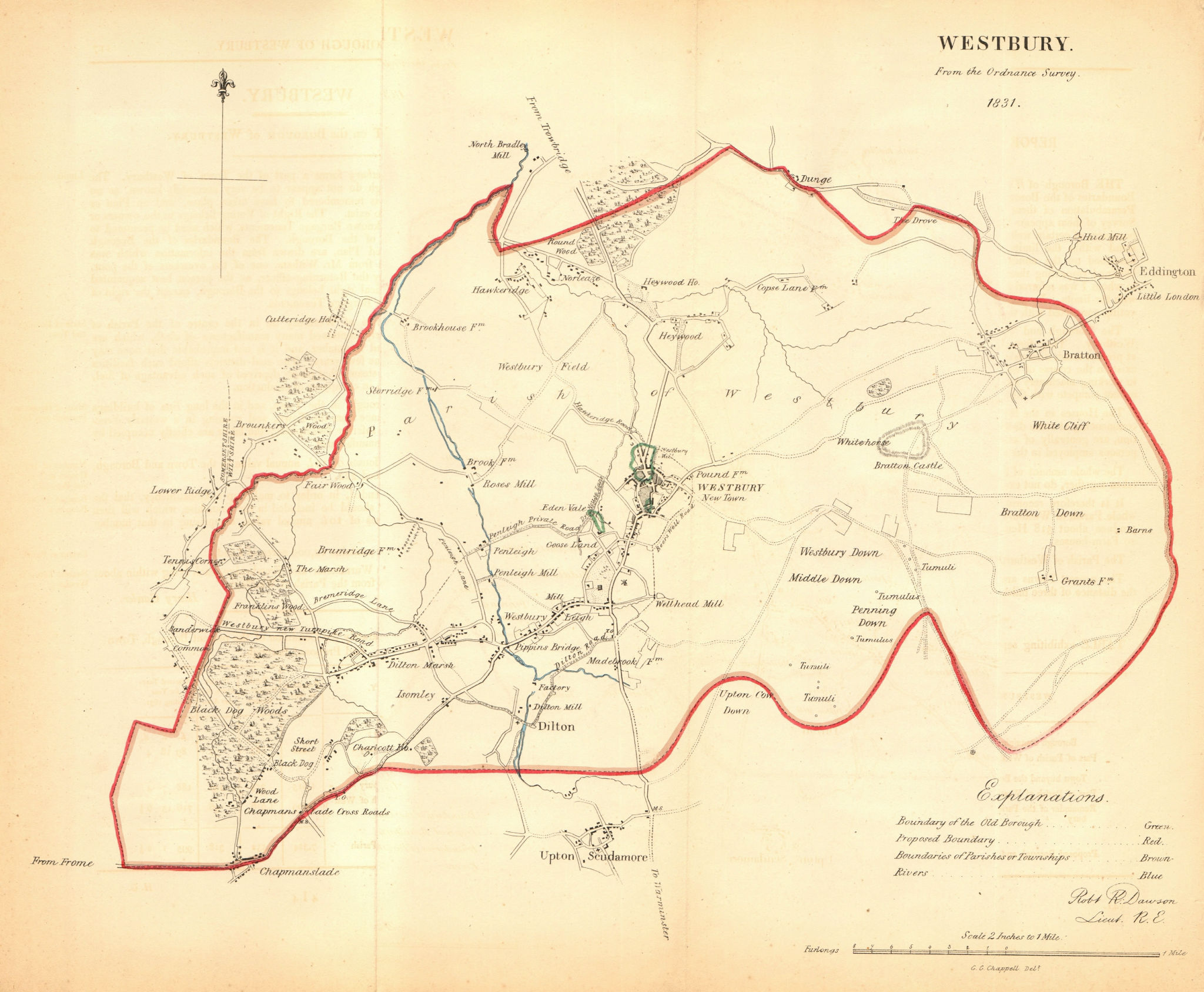 WESTBURY borough/town plan. REFORM ACT. Heywood. Wiltshire. DAWSON 1832 map