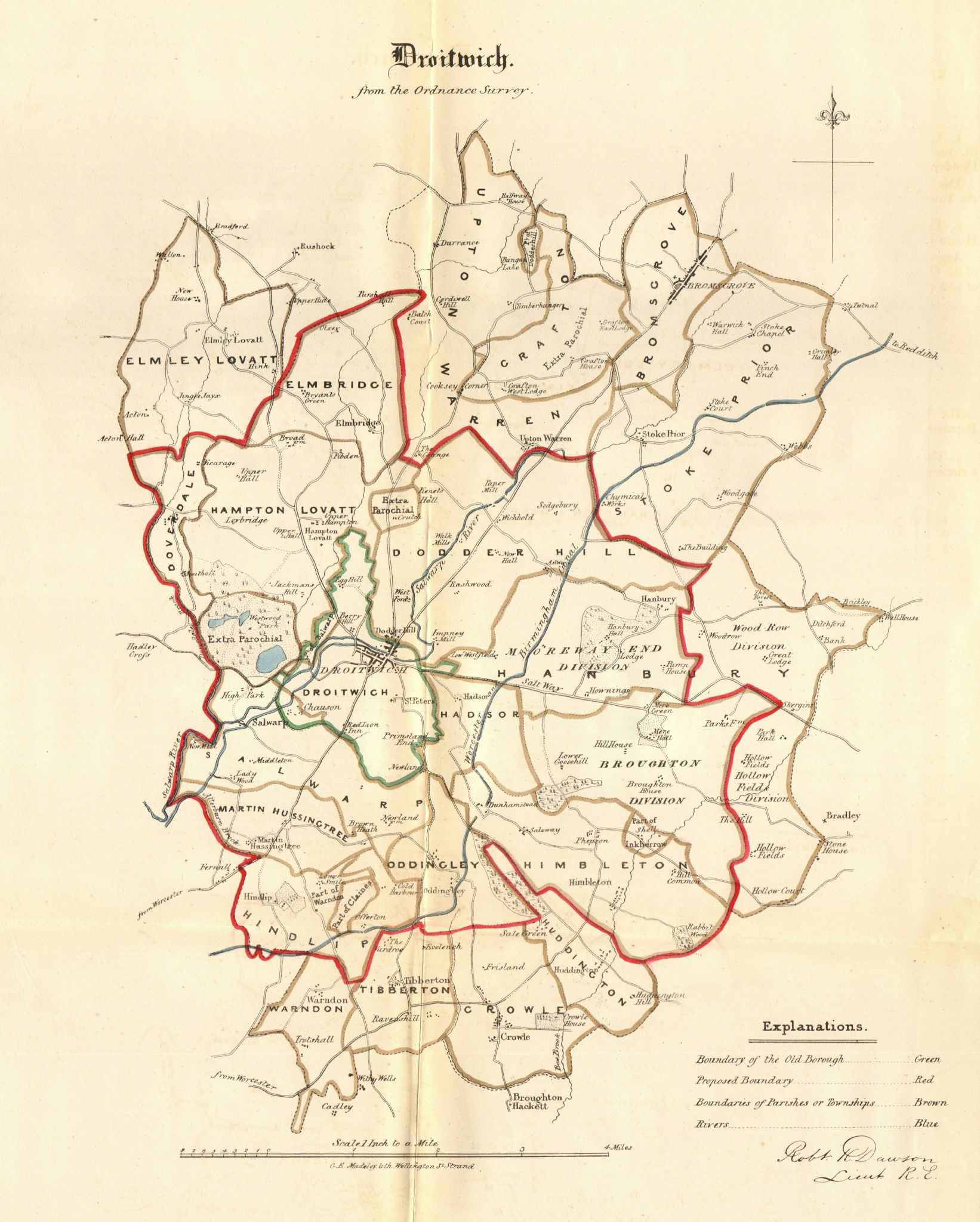 Associate Product DROITWICH borough/town plan REFORM ACT Bromsgrove Worcestershire DAWSON 1832 map