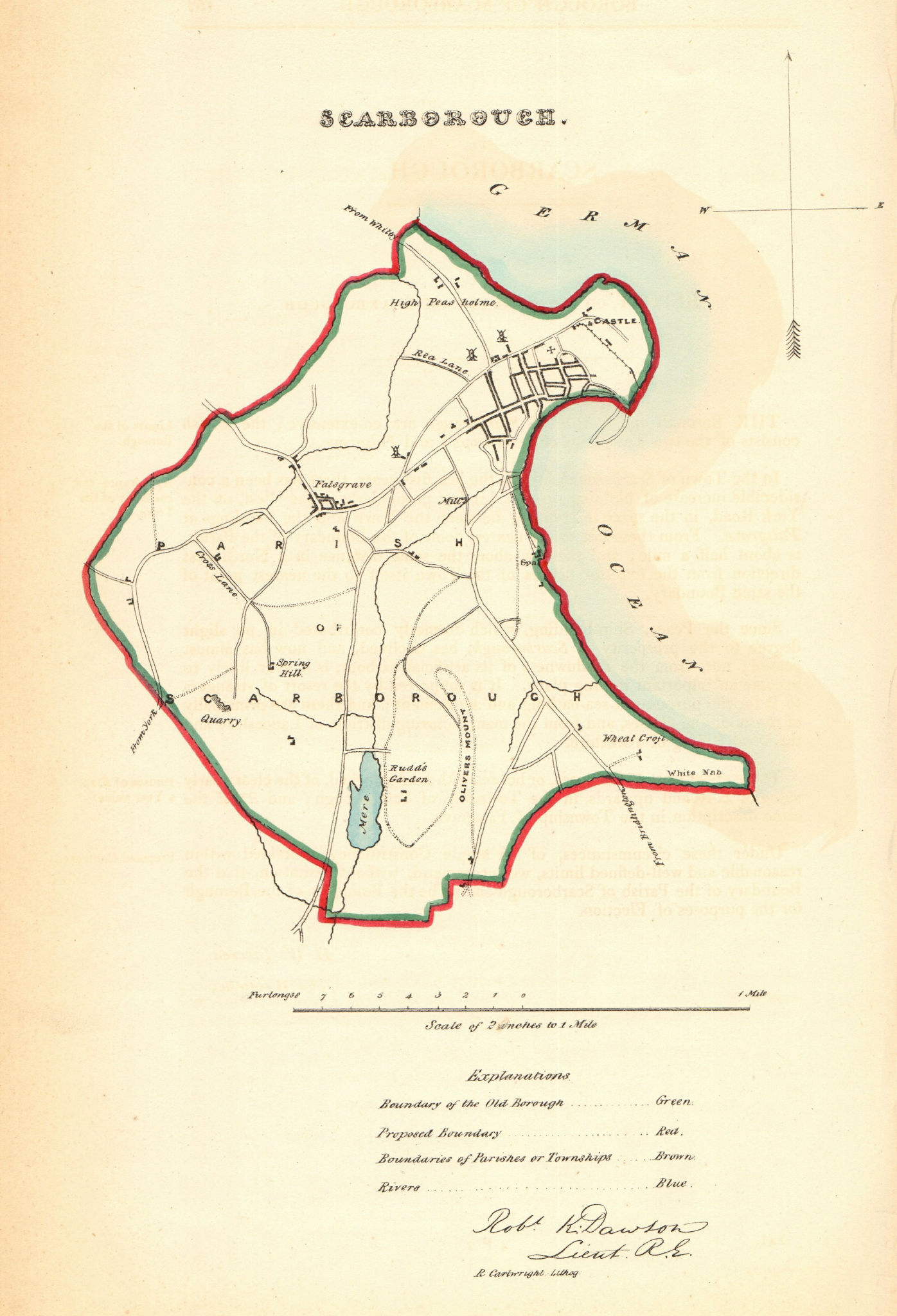 SCARBOROUGH borough/town plan. REFORM ACT. Falsgrave. Yorkshire. DAWSON 1832 map