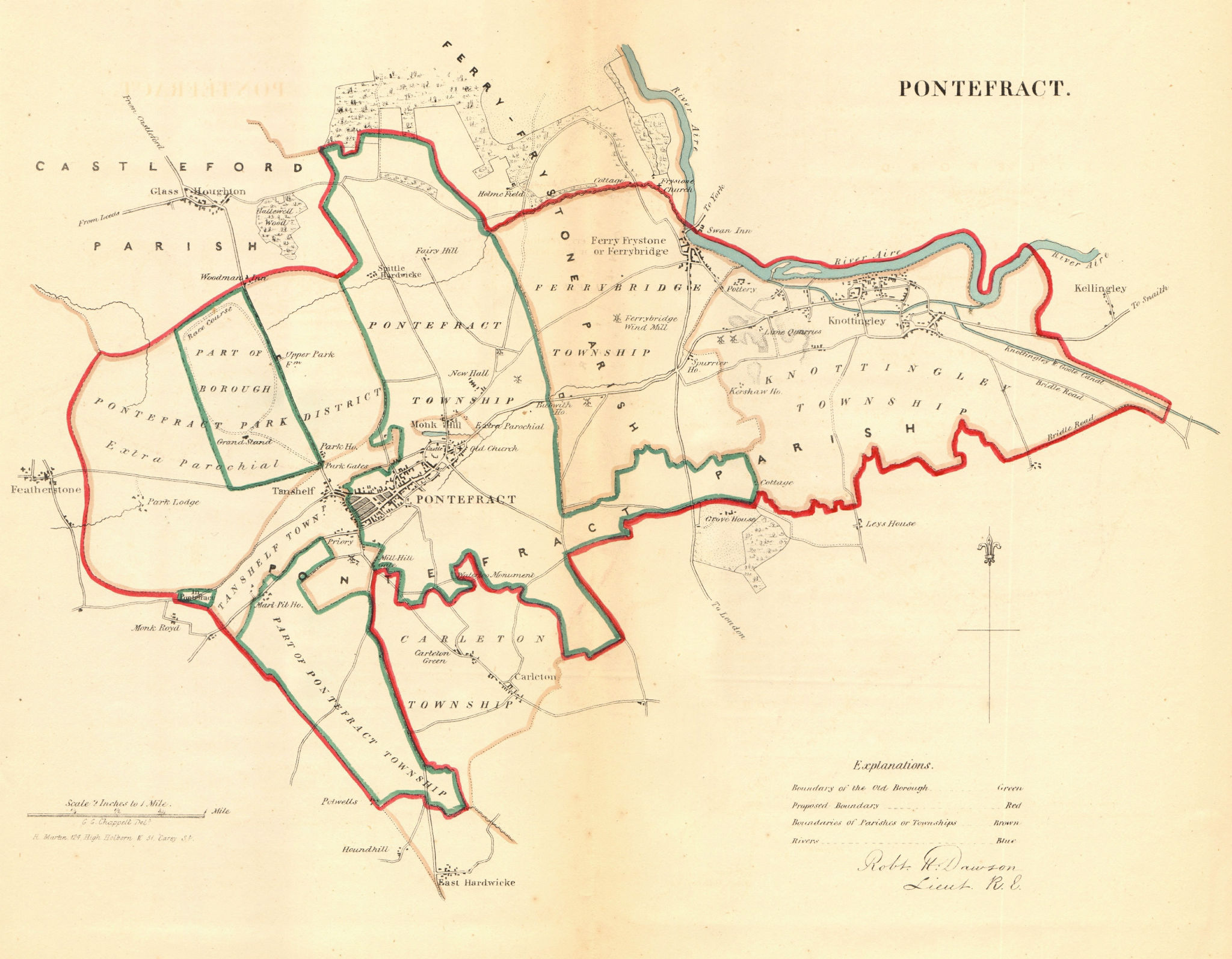 Associate Product PONTEFRACT borough/town plan. REFORM ACT Ferrybridge Yorkshire. DAWSON 1832 map